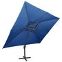 Voir la diapositive 2 : VIDAXL Parasol de jardin en porte-a-faux avec double toit bleu azure