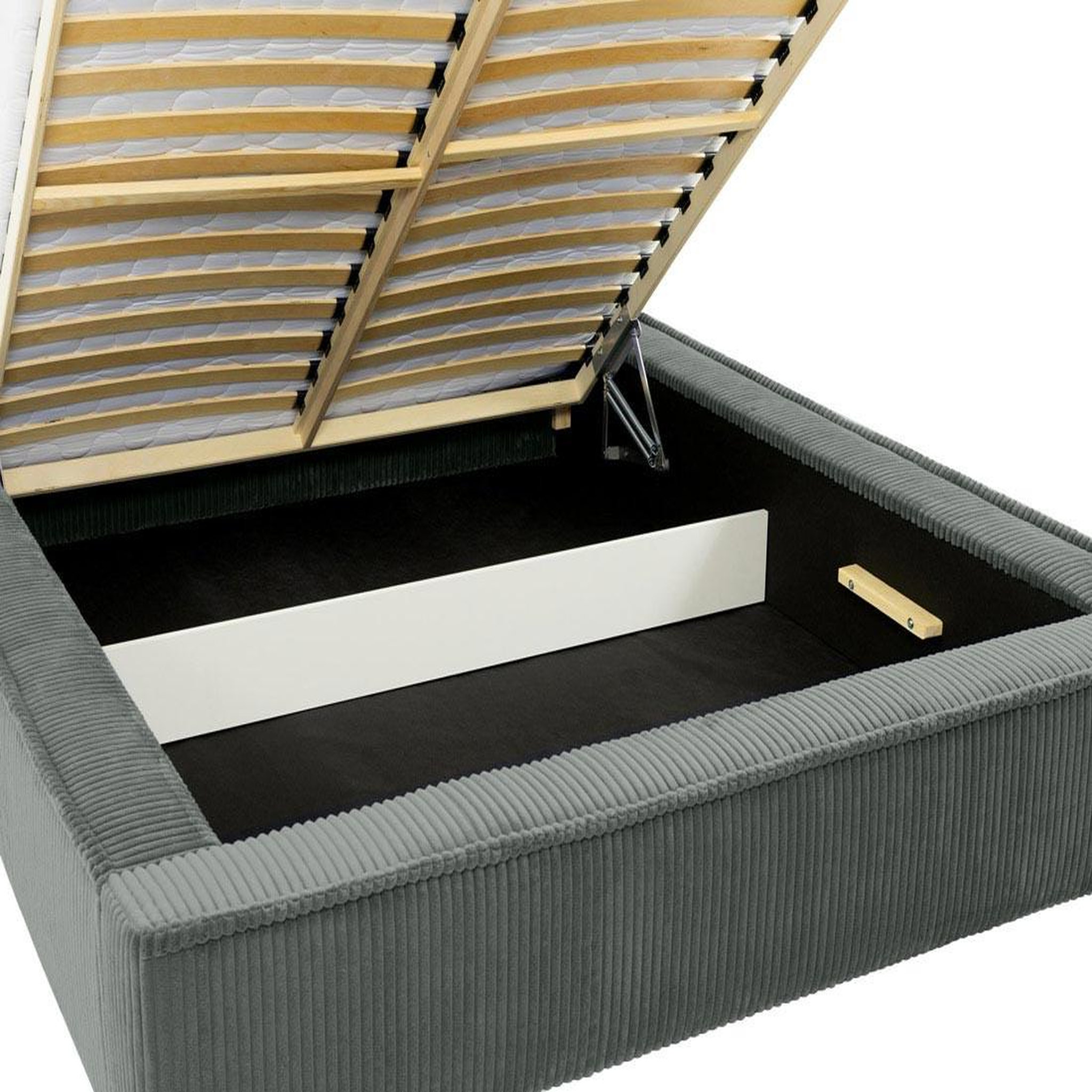 Voir la diapositive 5 : BEST MOBILIER Swan - lit coffre - 180x200 cm - sommier inclus - en velours côtelé grosses côtes