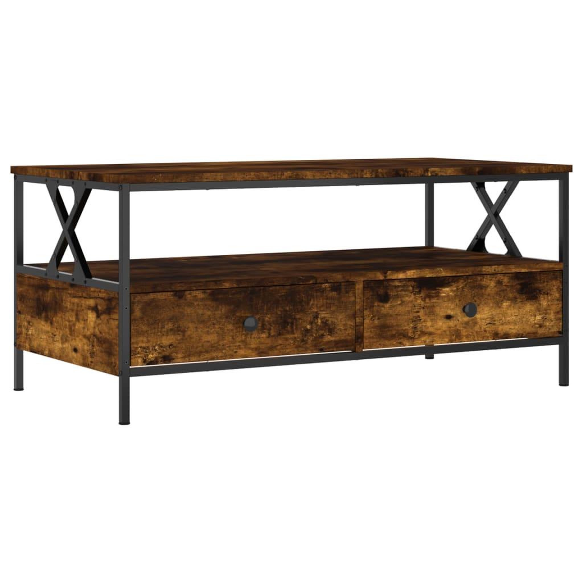 Voir la diapositive 2 : VIDAXL Table basse chene fume 100x51x45 cm bois d'ingenierie