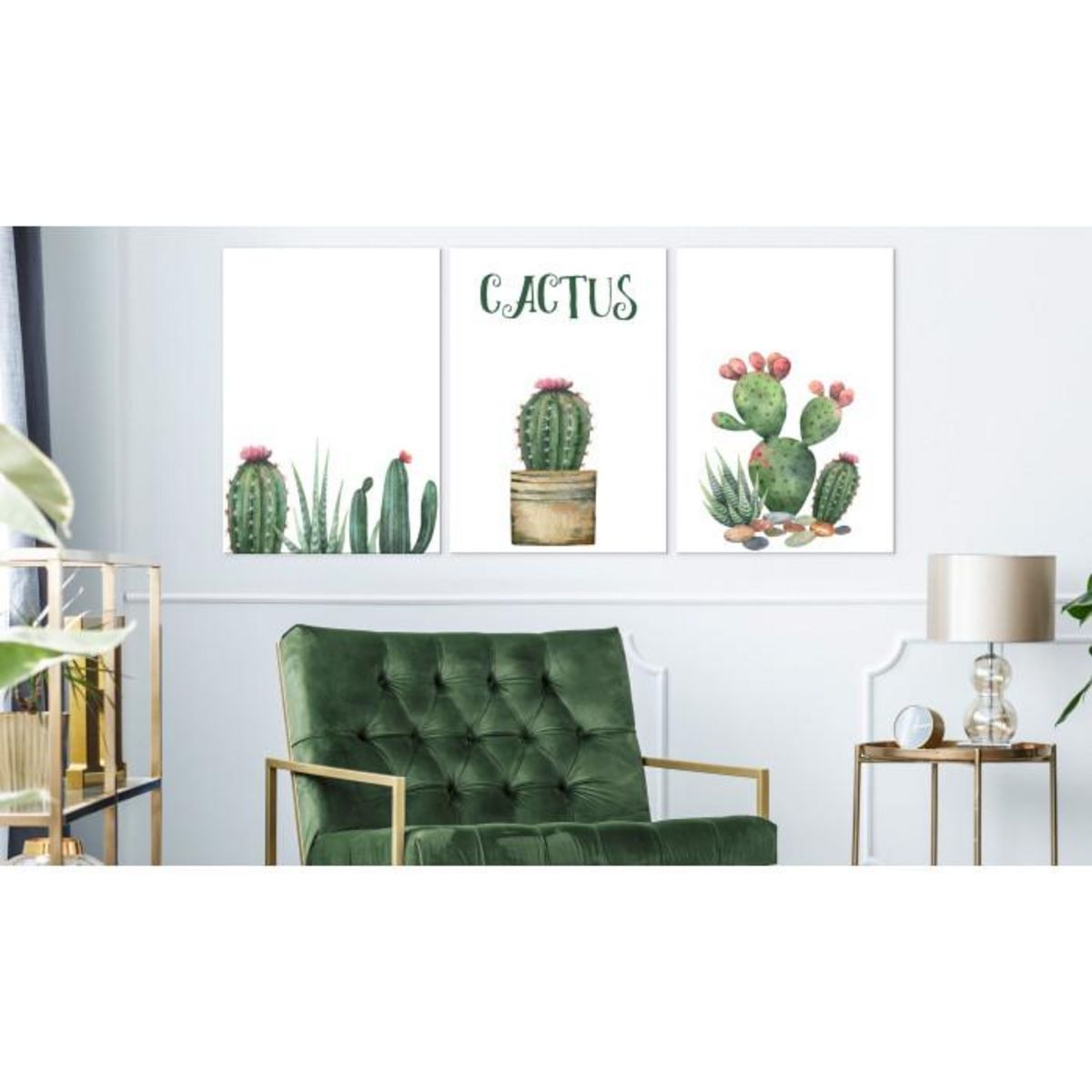 Paris Prix Tableau Imprimé  Prickly Flowers 3 Panneaux  60x120cm