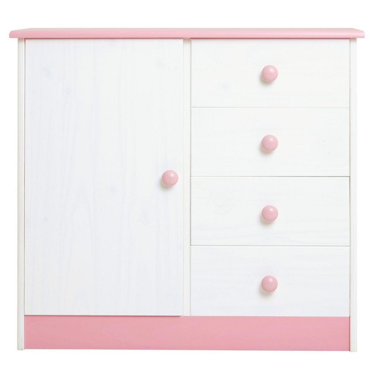 IDIMEX Commode RONDO en pin massif, 4 tiroirs et 1 porte