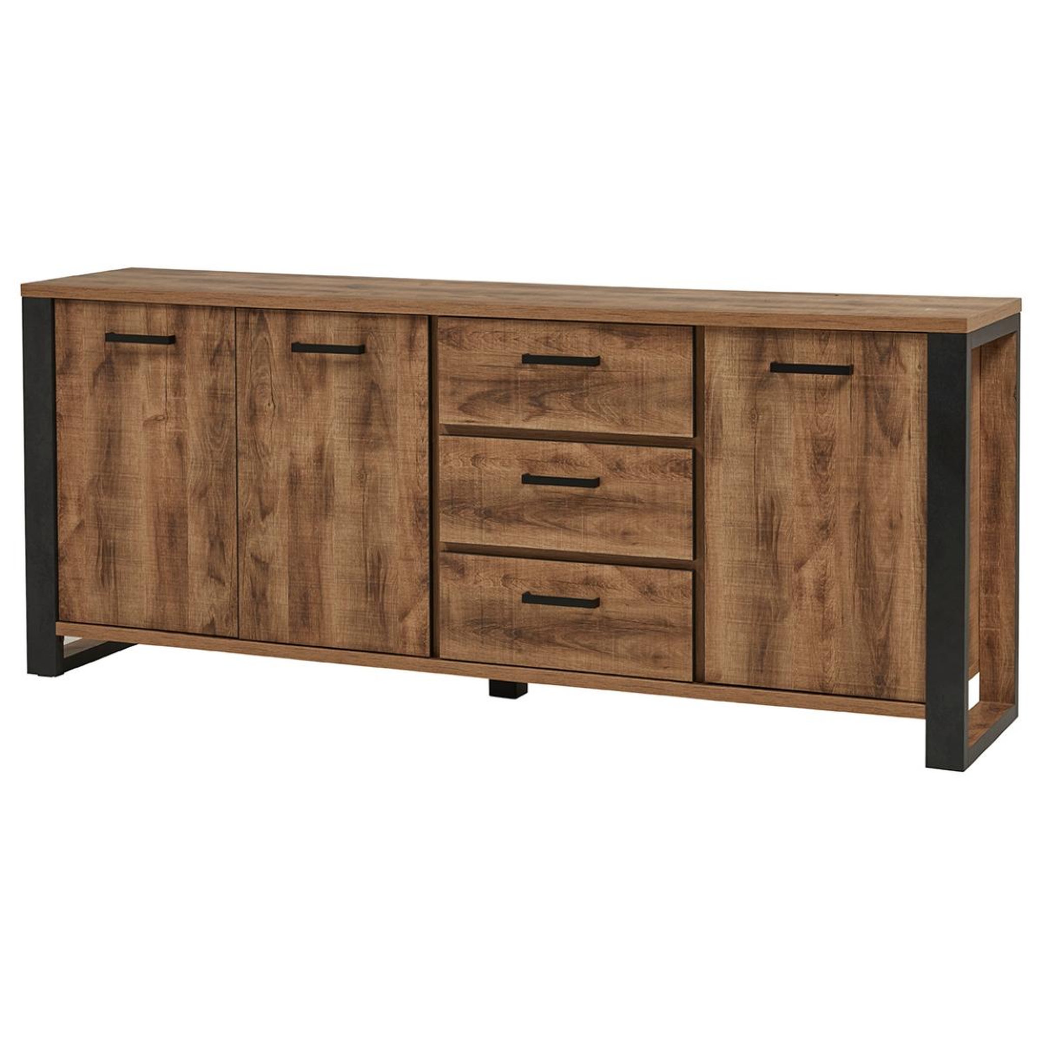 JLC KREATION Buffet bas industriel en bois 3 portes et 3 tiroirs MONA