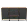 Voir la diapositive 4 : BEST MOBILIER Tribeca - buffet bas - effet bois et métal noir - 3 tiroirs et 2 portes - 140 cm