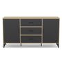 Voir la diapositive 4 : BEST MOBILIER Tribeca - buffet bas - effet bois et métal noir - 3 tiroirs et 2 portes - 140 cm