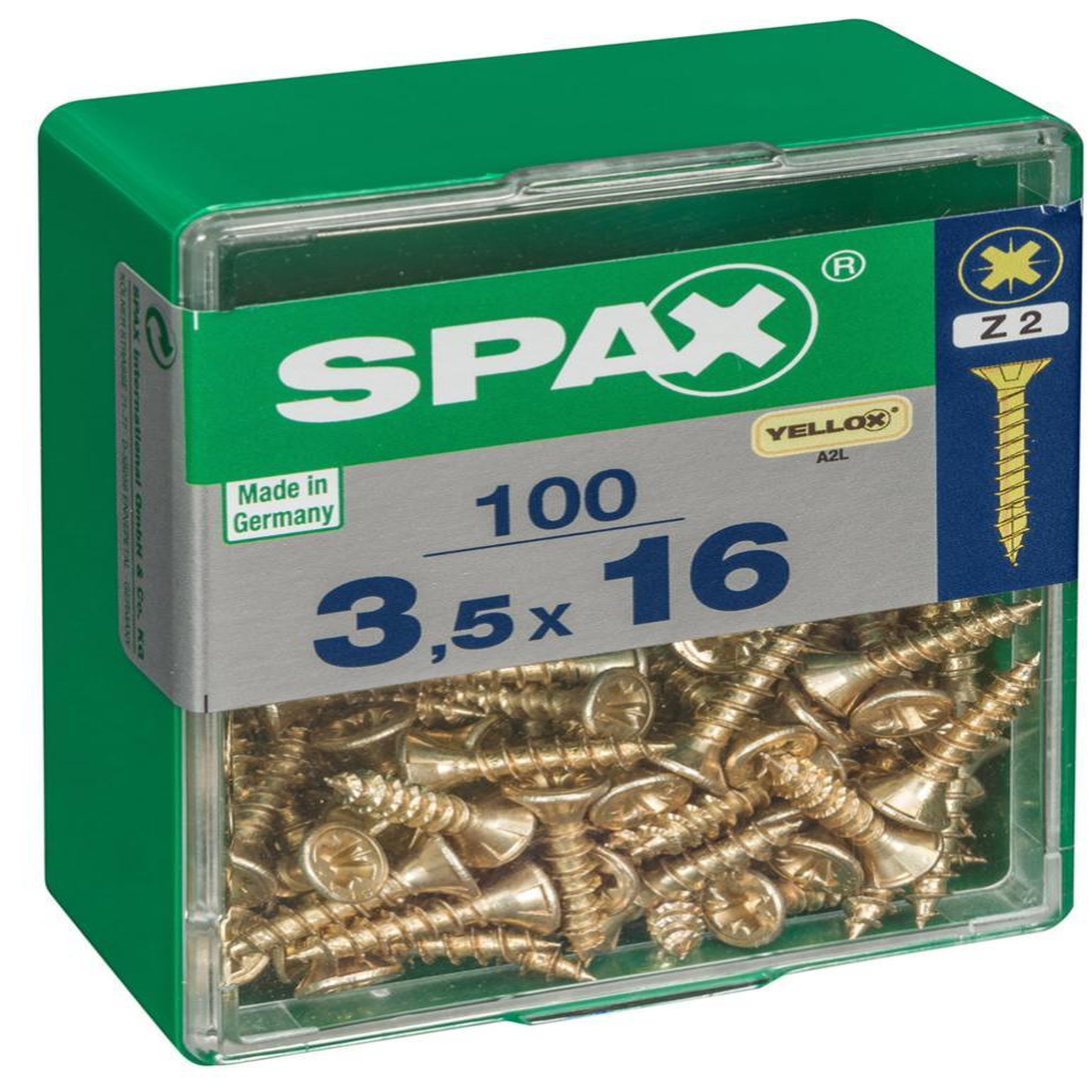 CENTRALE BRICO Lot de 100 vis acier tête fraisée pozidriv SPAX, Diam.3.5 mm x L.16 mm