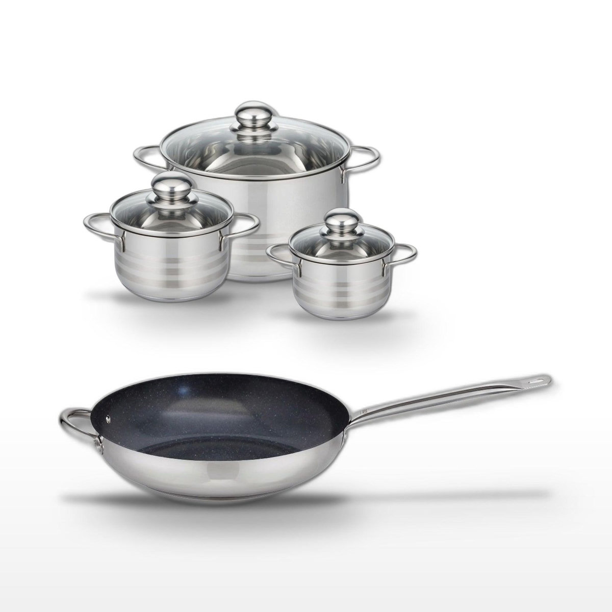 ELO Lot Poêle céramique 32cm & 3 Faitouts Elo Profi Therm Platinum