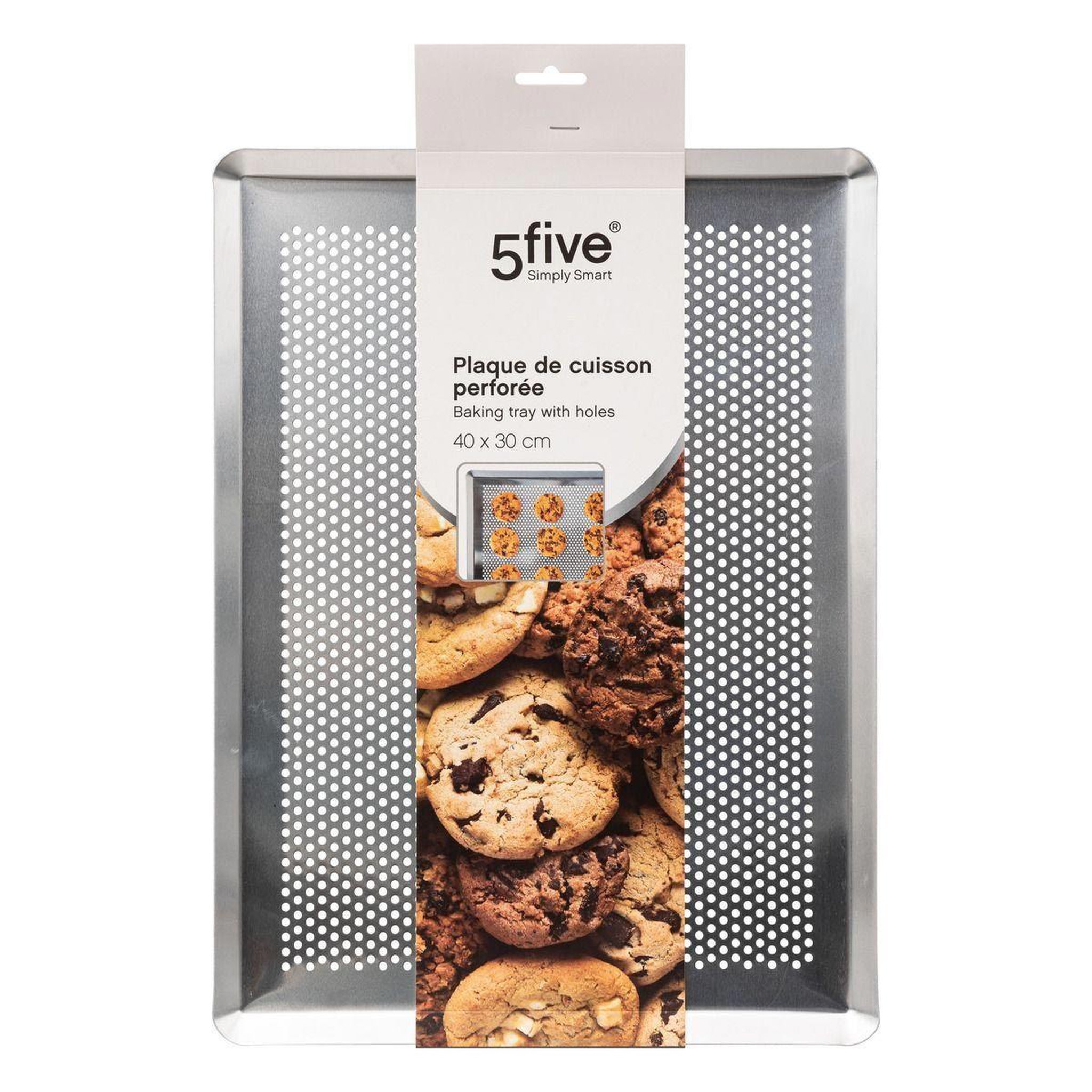 Voir la diapositive 2 : FIVE Plaque de cuisson perforée  aluminium  40cm gris