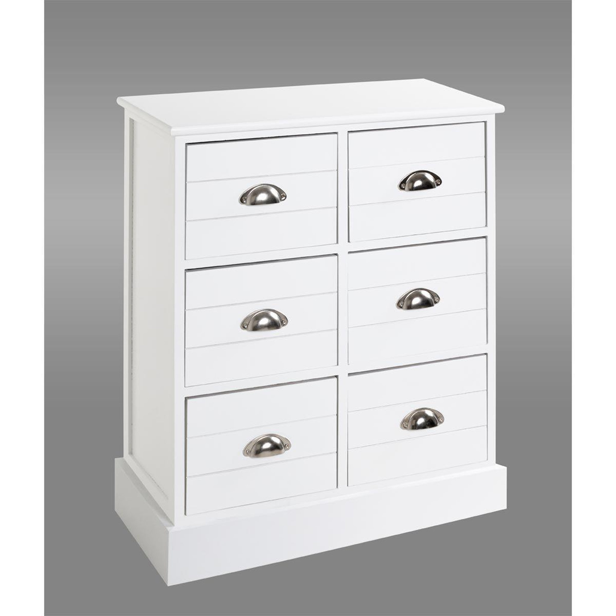 Voir la diapositive 2 : Paris Prix Commode 6 Tiroirs  Lavido  75cm Blanc Laqué