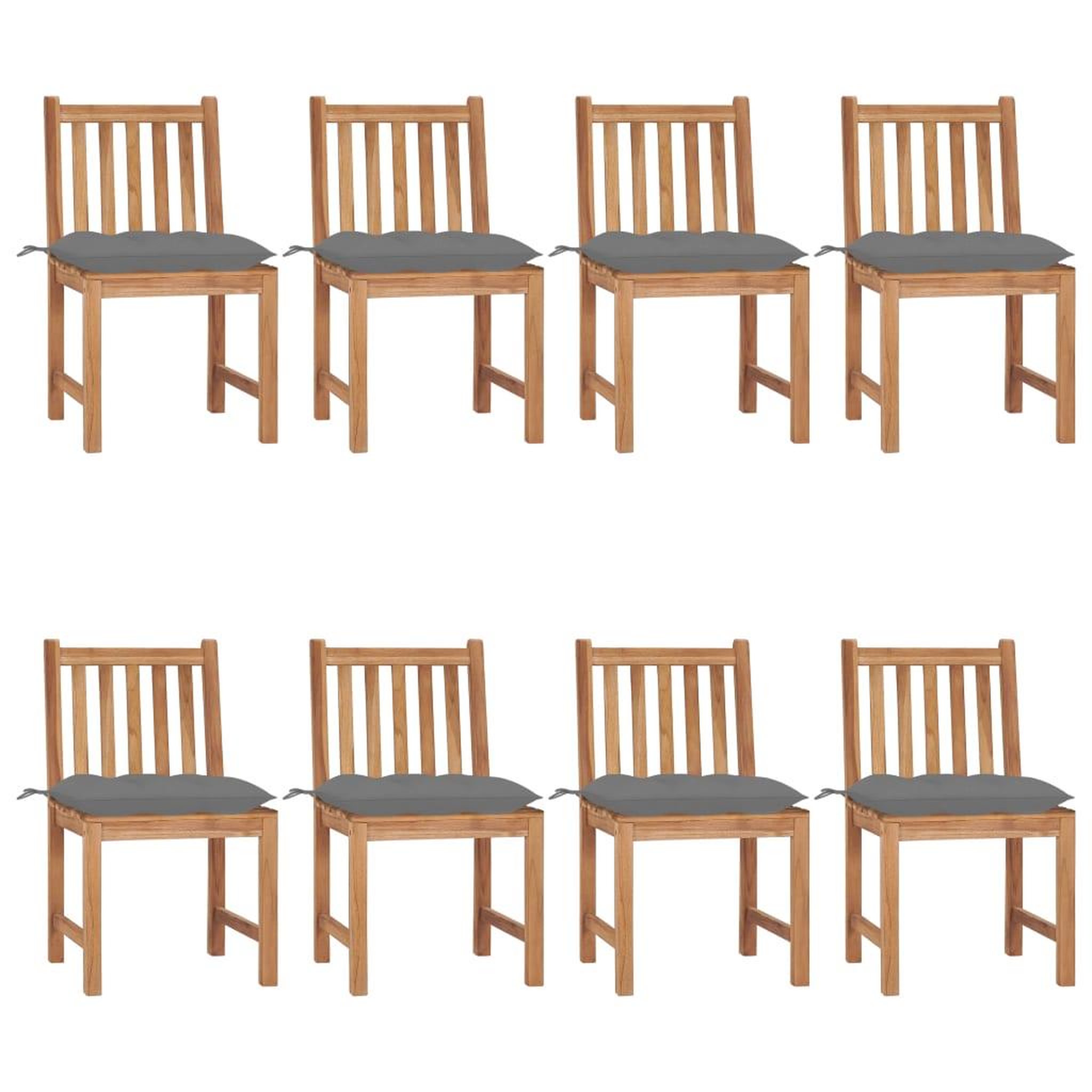 Voir la diapositive 1 : VIDAXL Chaises de jardin lot de 8 avec coussins Bois de teck massif