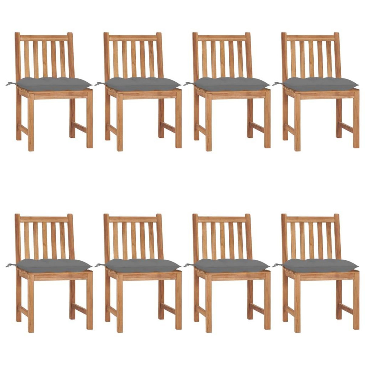 VIDAXL Chaises de jardin lot de 8 avec coussins Bois de teck massif