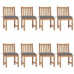 VIDAXL Chaises de jardin lot de 8 avec coussins Bois de teck massif