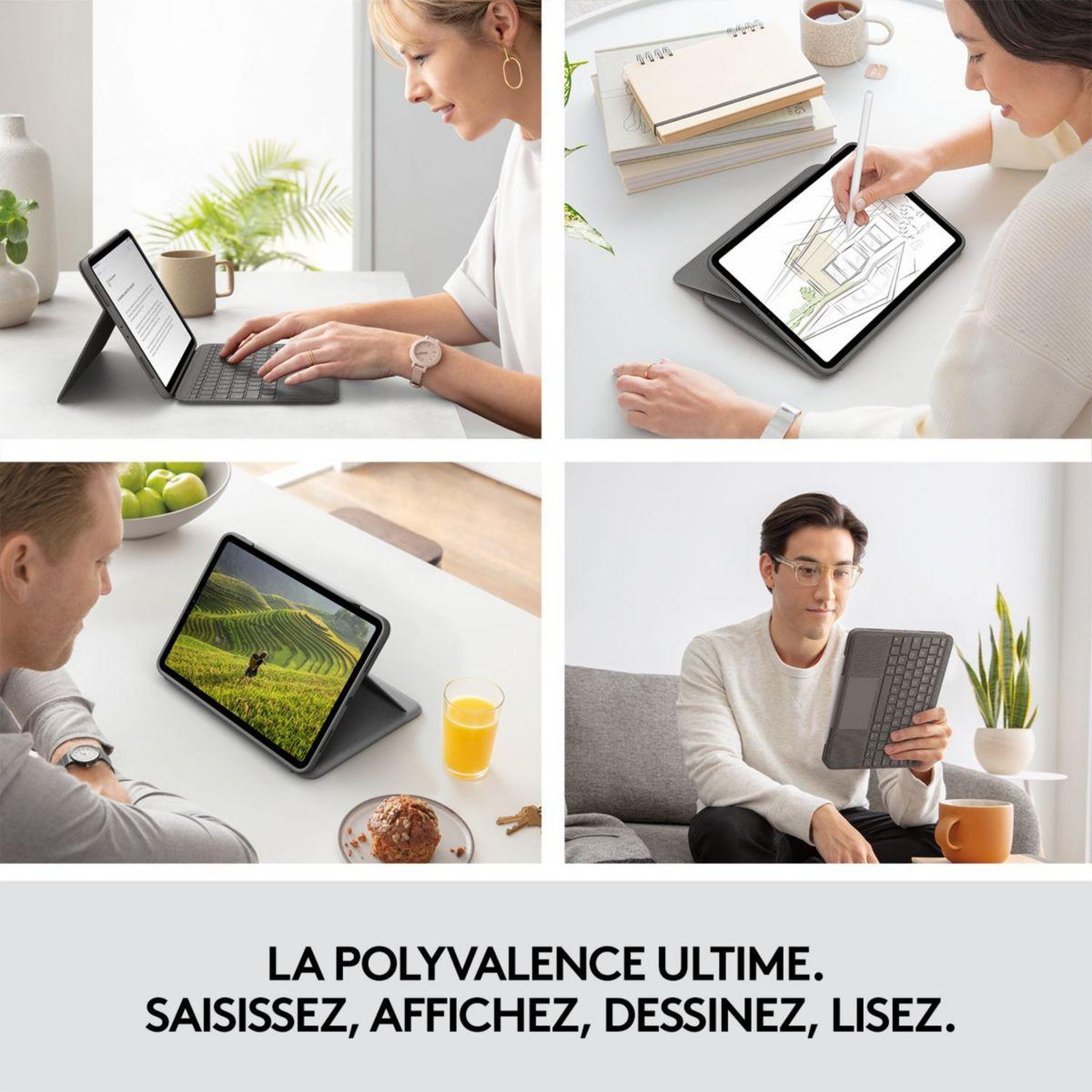 Voir la diapositive 4 : Logitech Etui Etui Folio Touch iPad Air 4 / Air 5, iPad Air 11 pouces (M2 & M3)