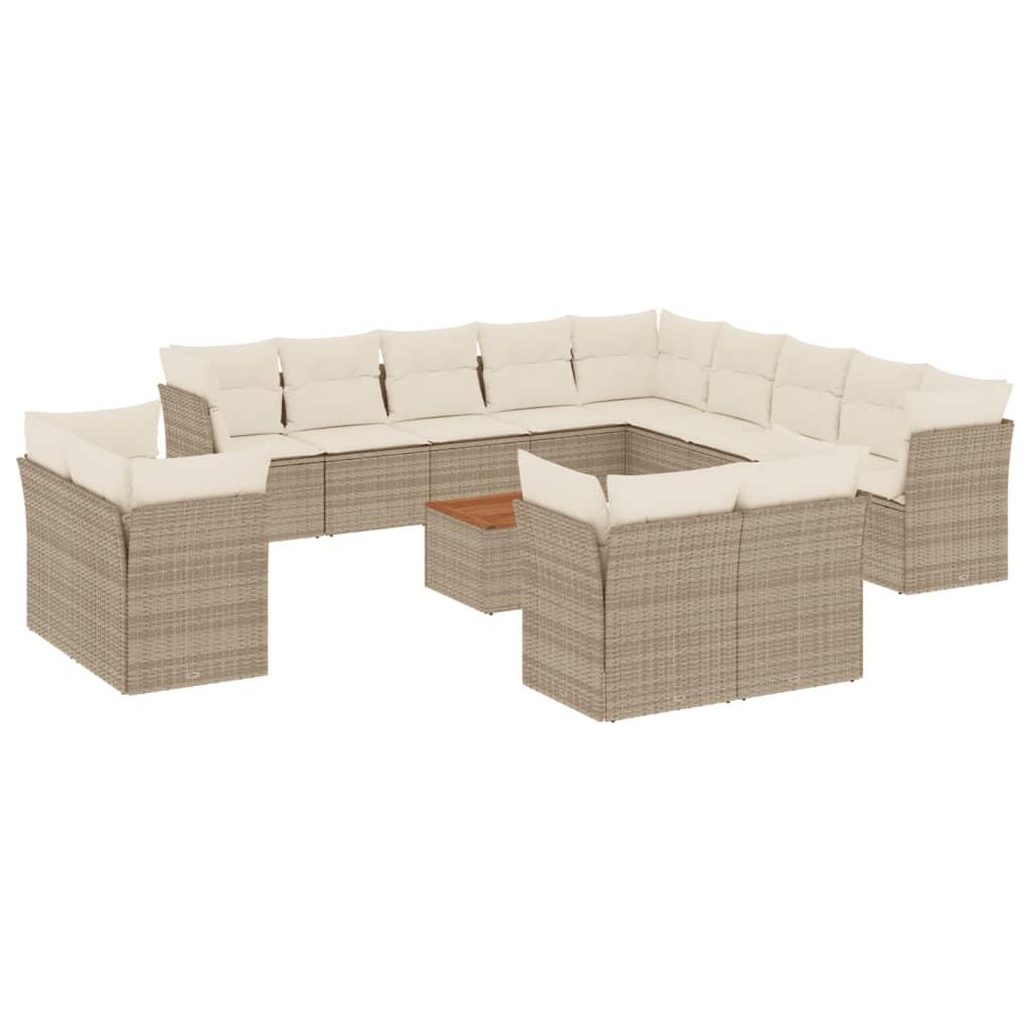 Voir la diapositive 2 : VIDAXL Salon de jardin avec coussins 14 pcs beige resine tressee