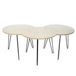 Paris Prix Lot de 3 Tables d'Appoint  Idéal  45cm Beige & Blanc