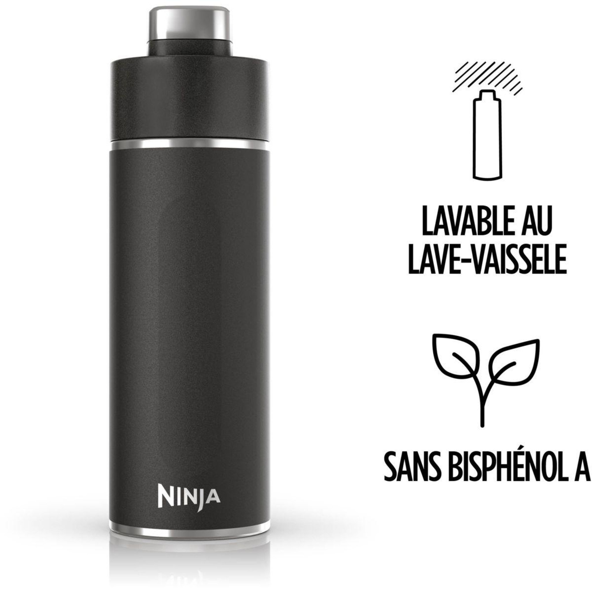 Voir la diapositive 3 : NINJA Bouteille isotherme Thirsti 530ml Travel Bottle Black