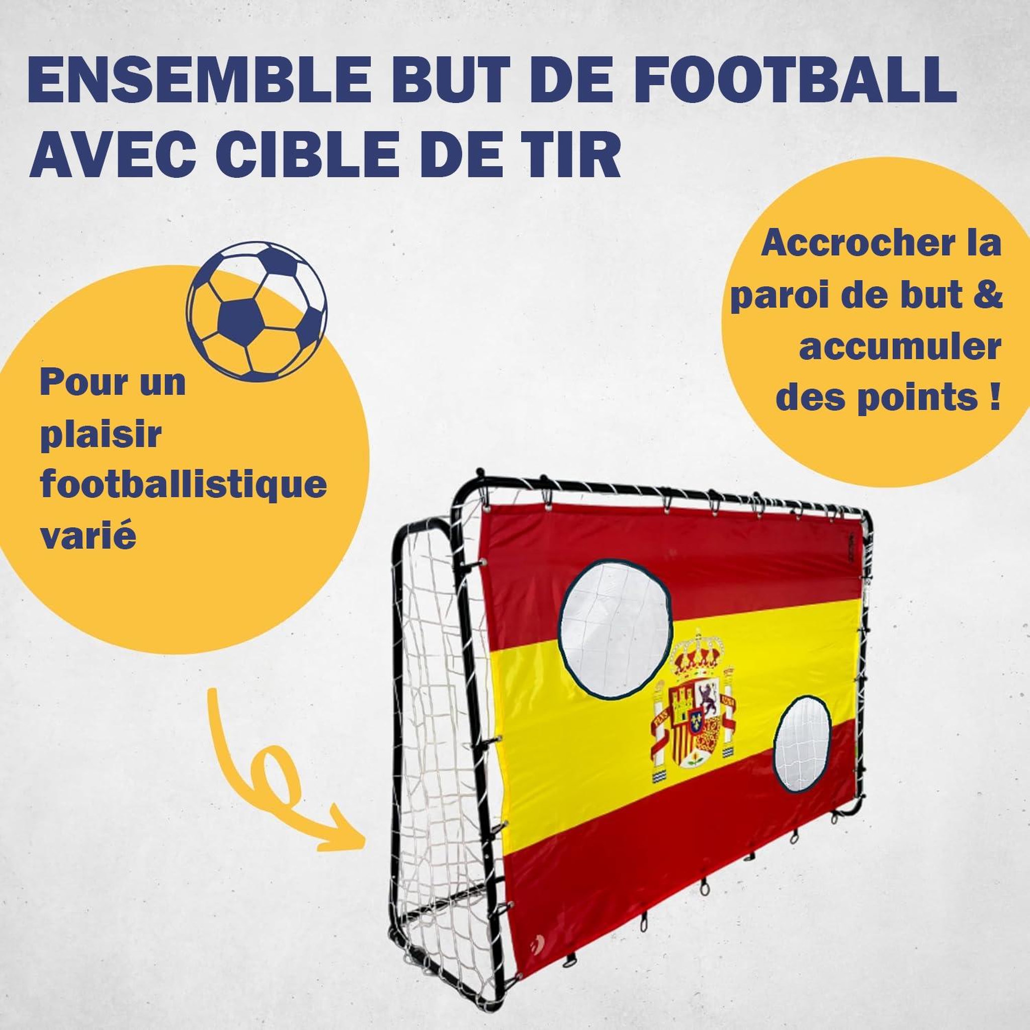 Voir la diapositive 2 : BEST SPORTING But de football 213 x 152 x 76 cm en noir avec cible de tir Espagne