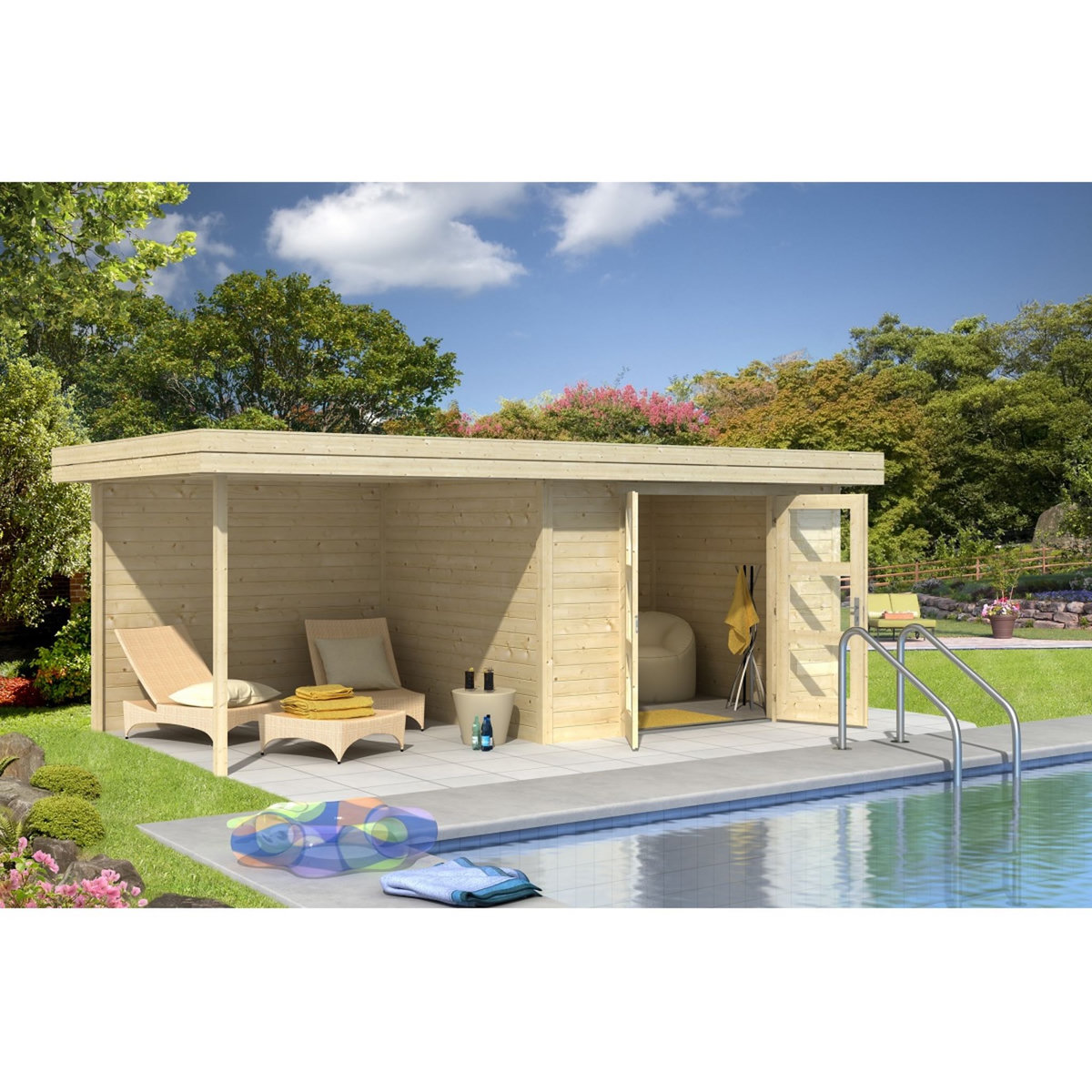 Habrita Abri de jardin bois - Toit plat - CHATEL 5