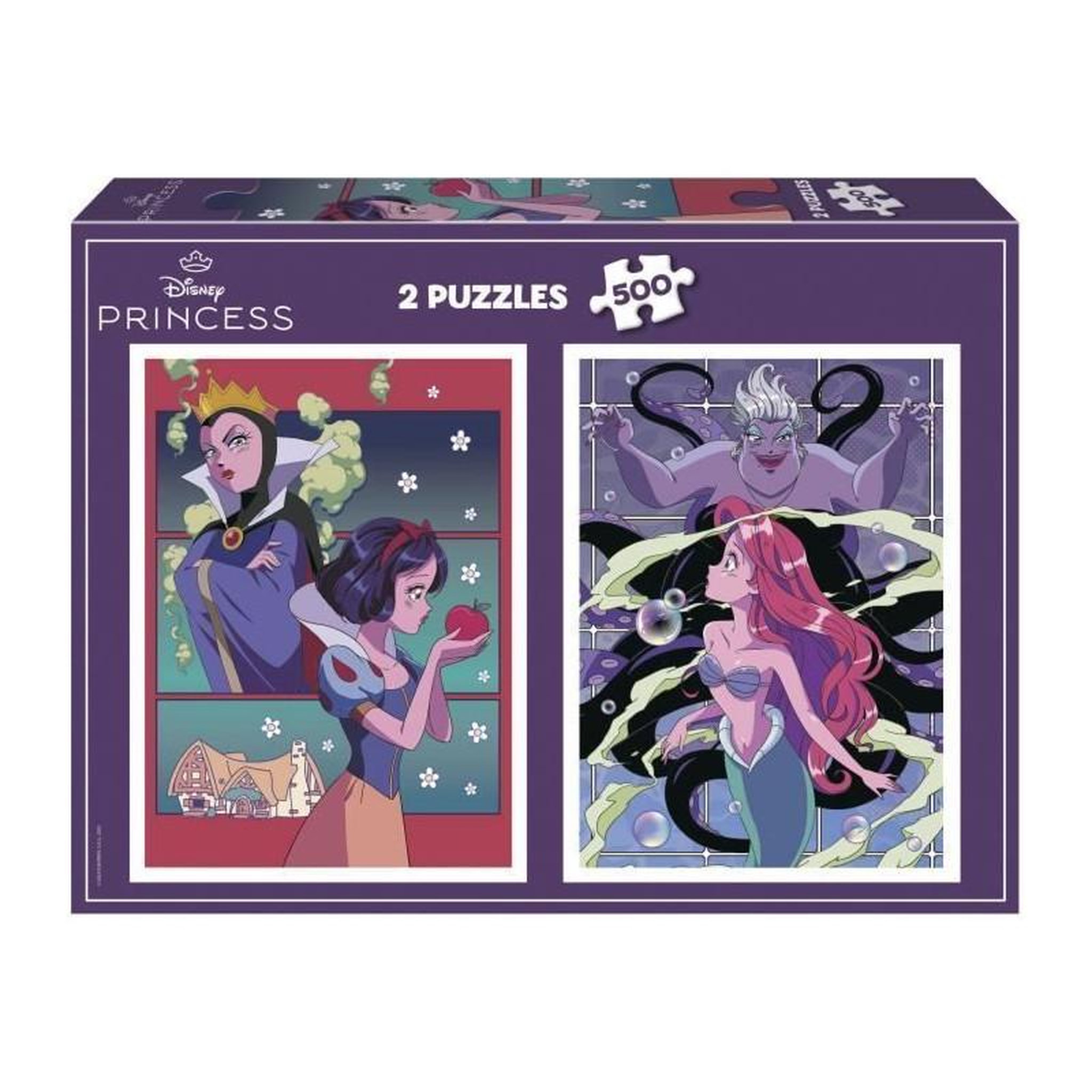 EDUCA Puzzle Disney 2 x 500 pièces – Princesses & Villains – Double puzzle – Univers magique – Dès 8 ans – Educa