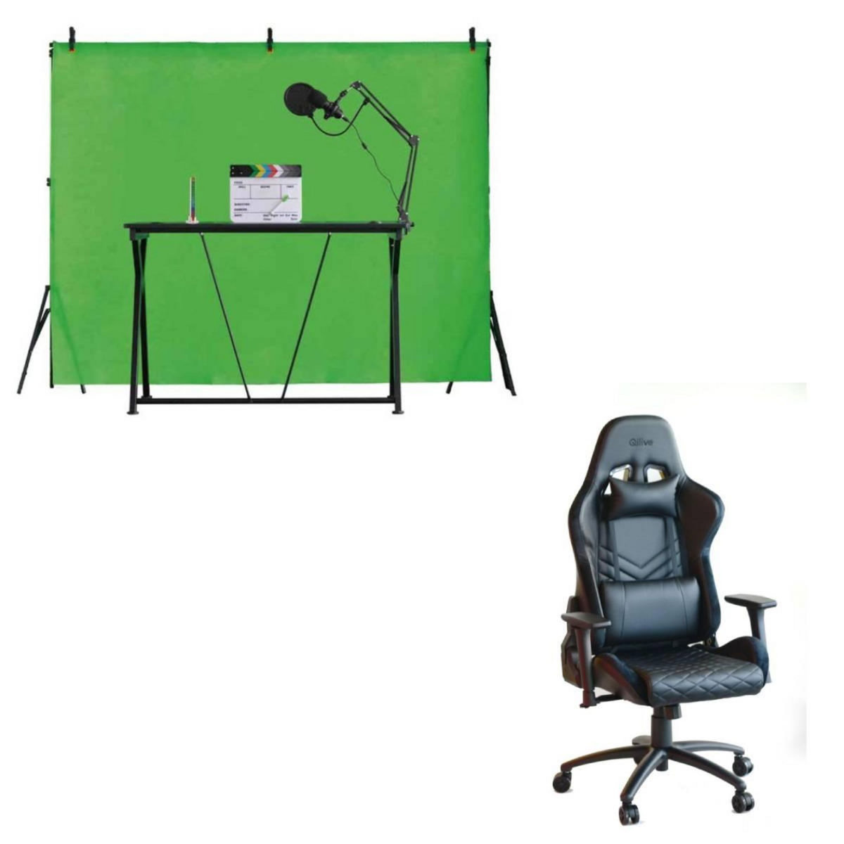 QILIVE Pack Streaming 4 en 1 + QILIVE Siège Gaming Full Black Qilive 3603