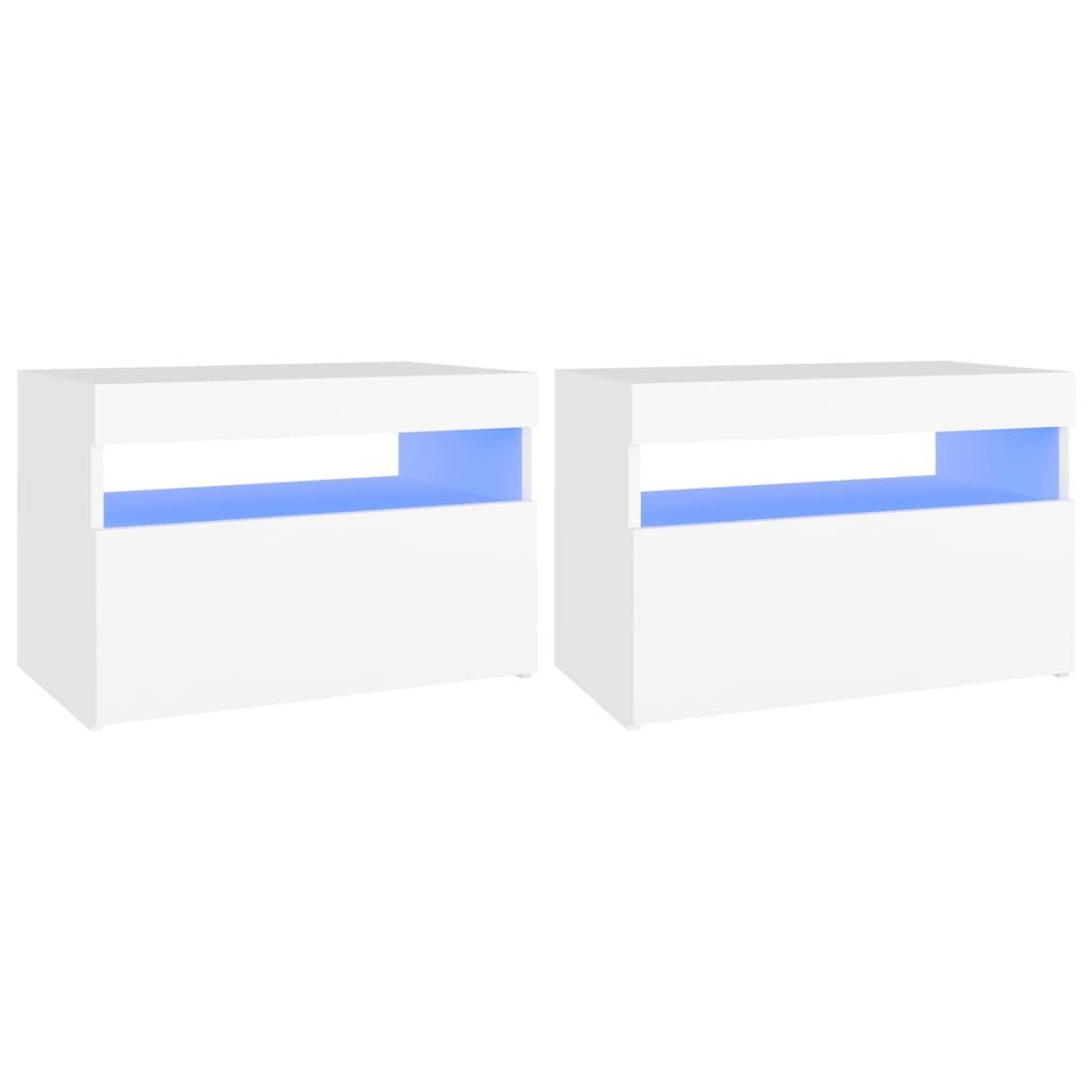 Voir la diapositive 2 : VIDAXL Meubles TV avec lumieres LED 2 pcs Blanc 60x35x40 cm