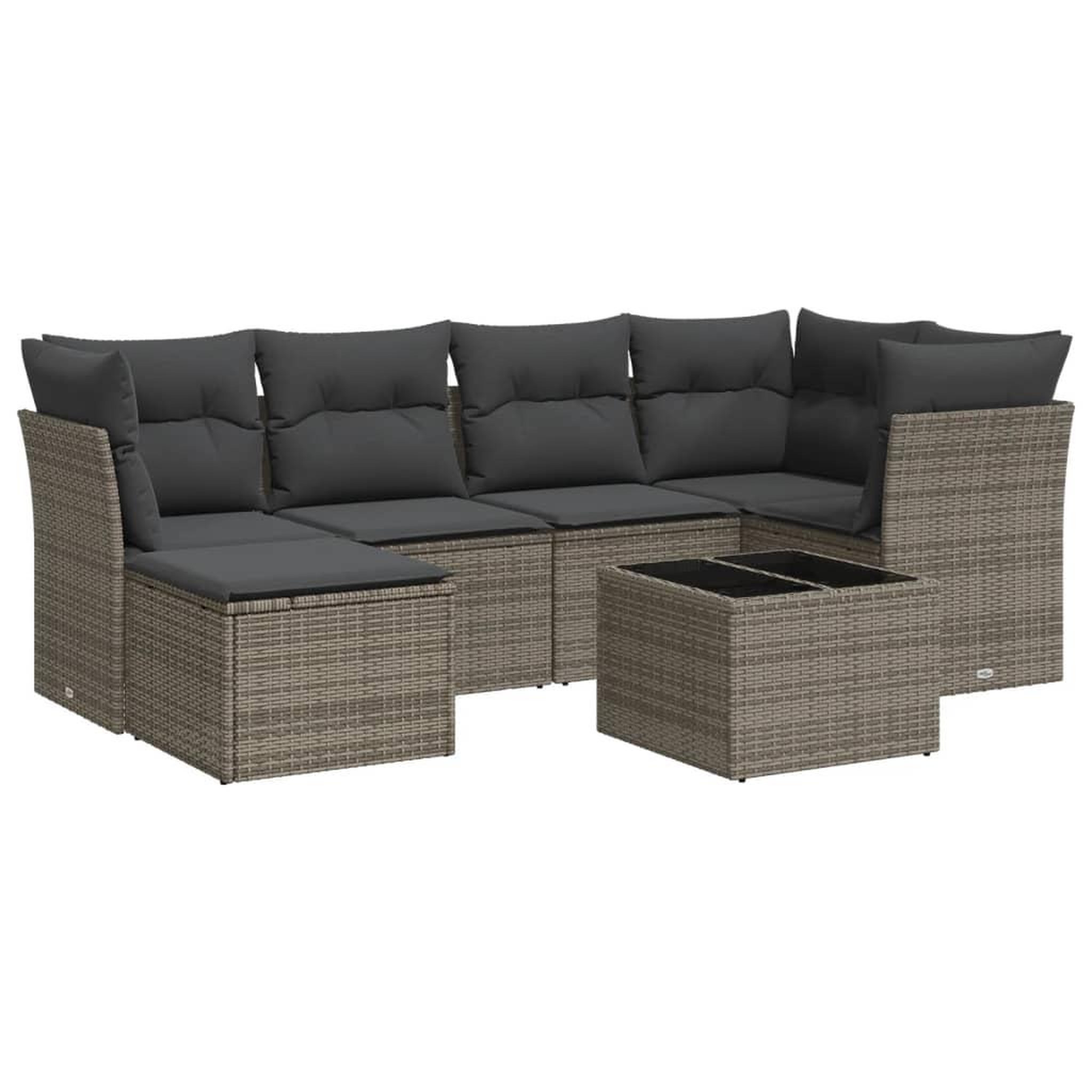 Voir la diapositive 2 : VIDAXL Salon de jardin avec coussins 7 pcs gris resine tressee