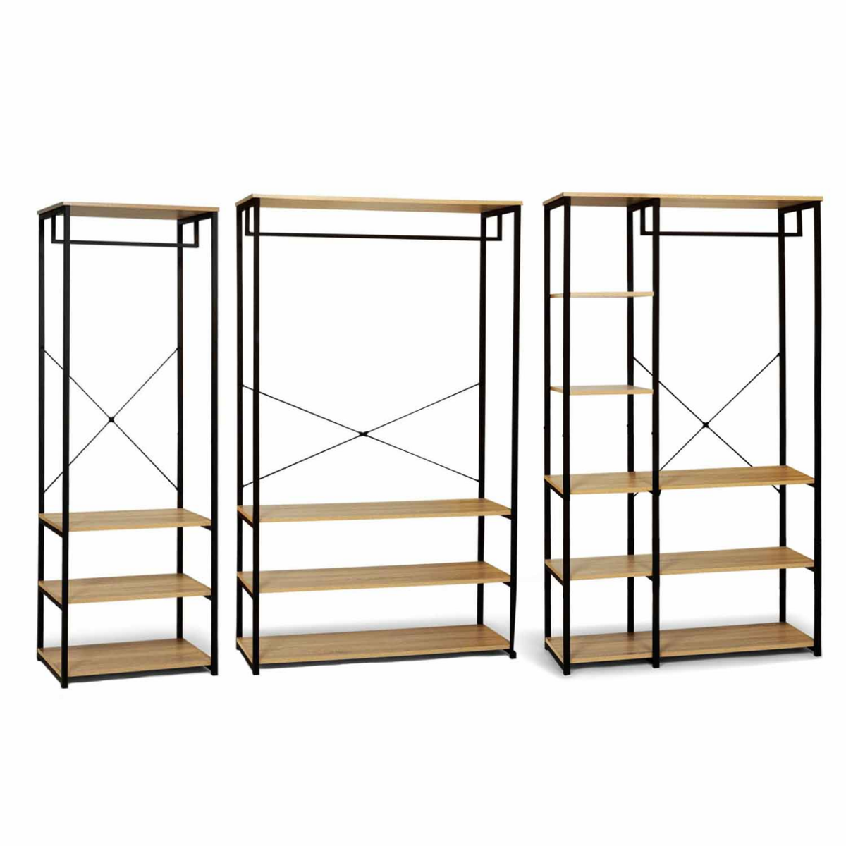 ID MARKET Dressing modulable XXL grande capacité L. 250 cm DETROIT design industriel