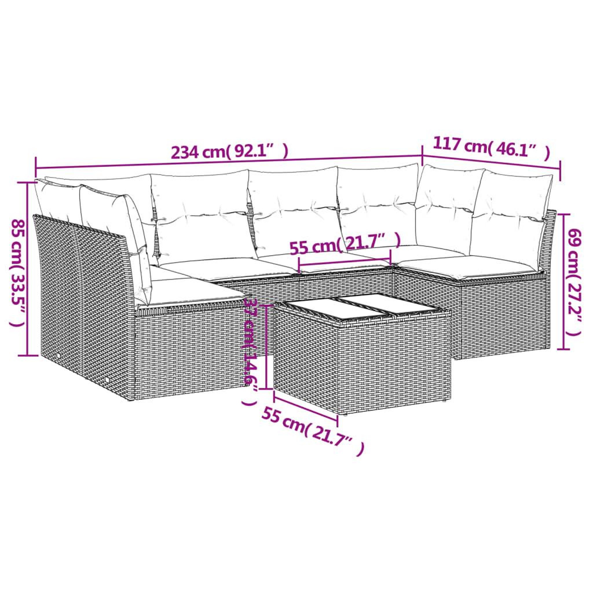 Voir la diapositive 3 : VIDAXL Salon de jardin 7 pcs avec coussins noir resine tressee