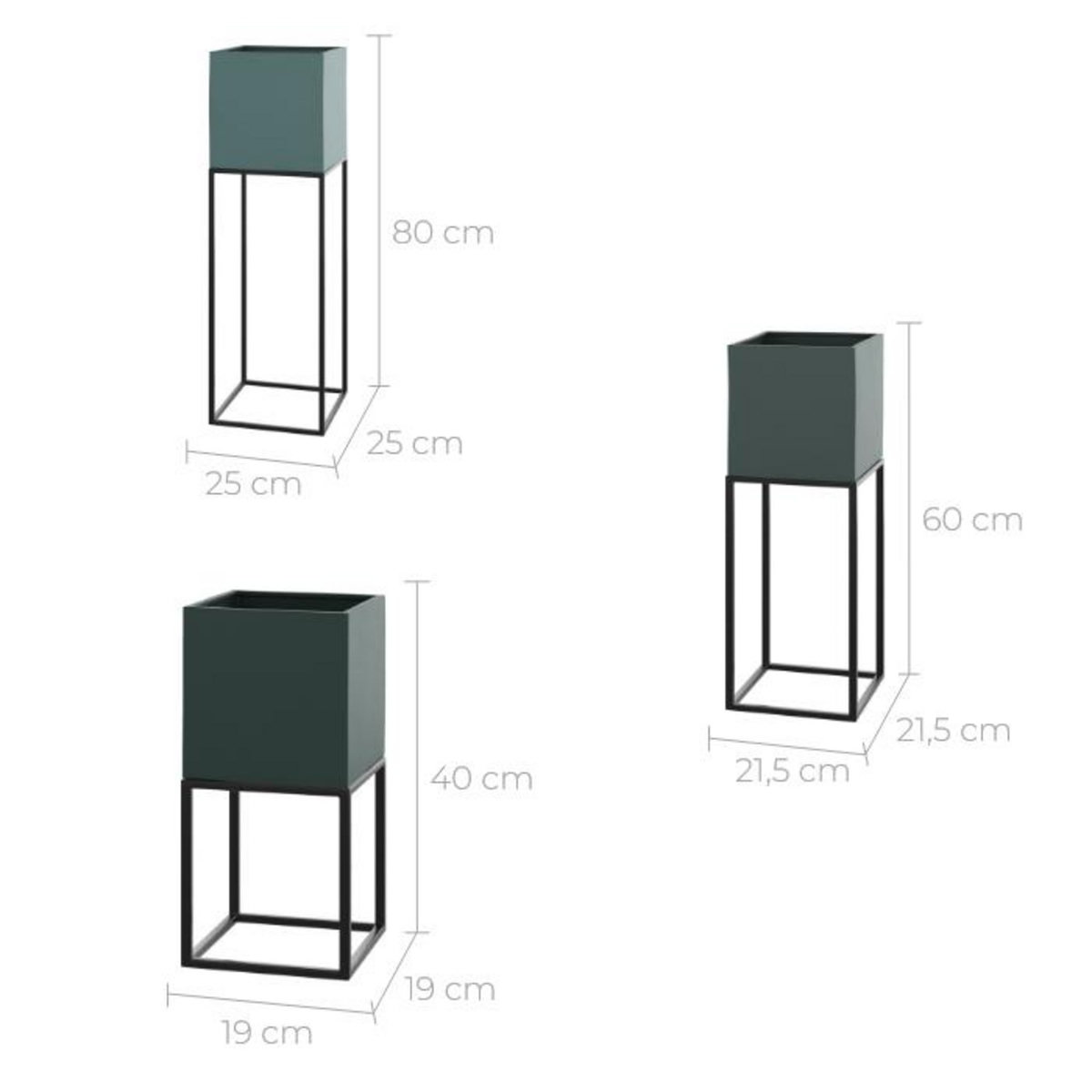 Rendez vous déco Cache-pot en métal bleu gris (lot de 3)-Eagle