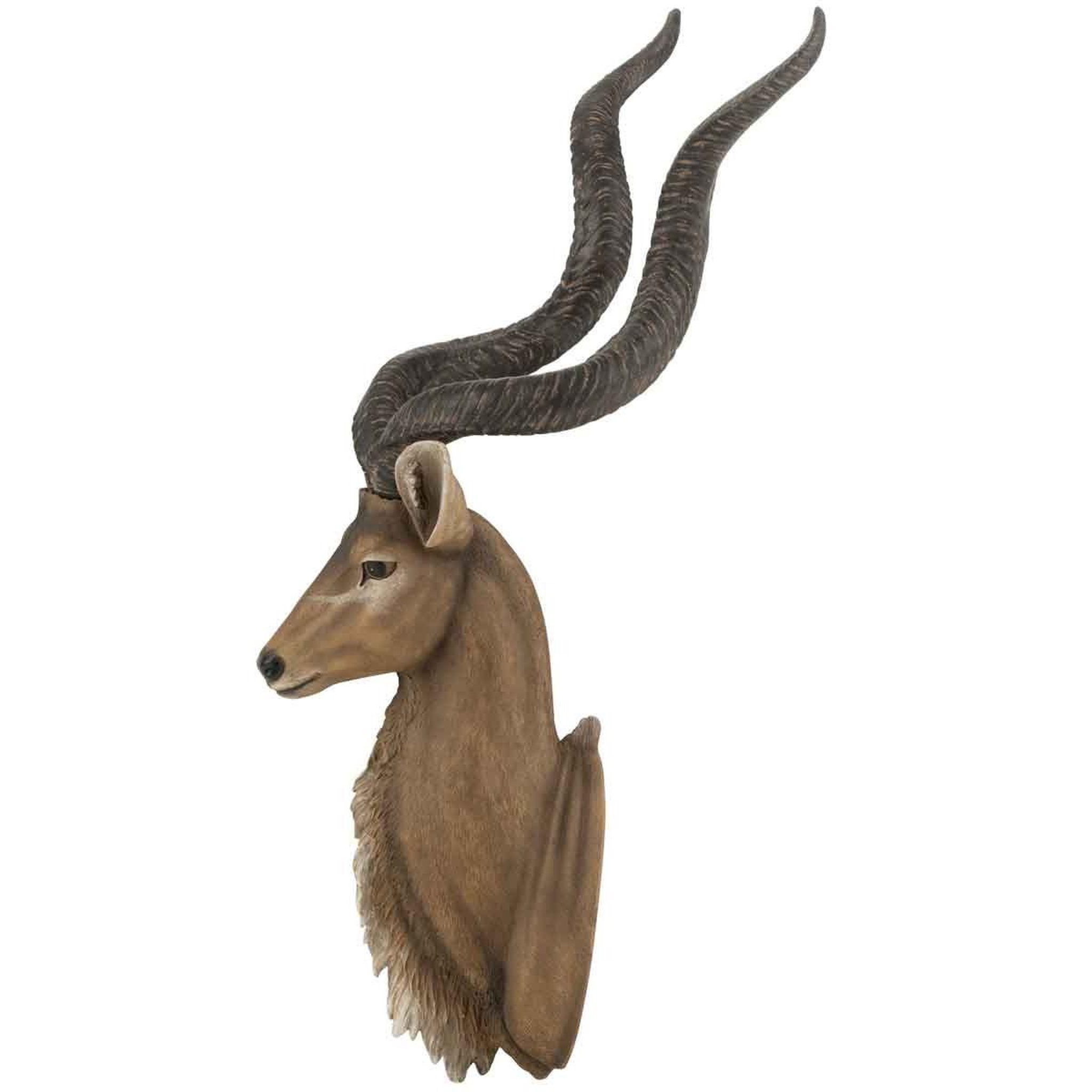 Voir la diapositive 2 : J-LINE Trophée mural  tête d'antilope  85cm marron