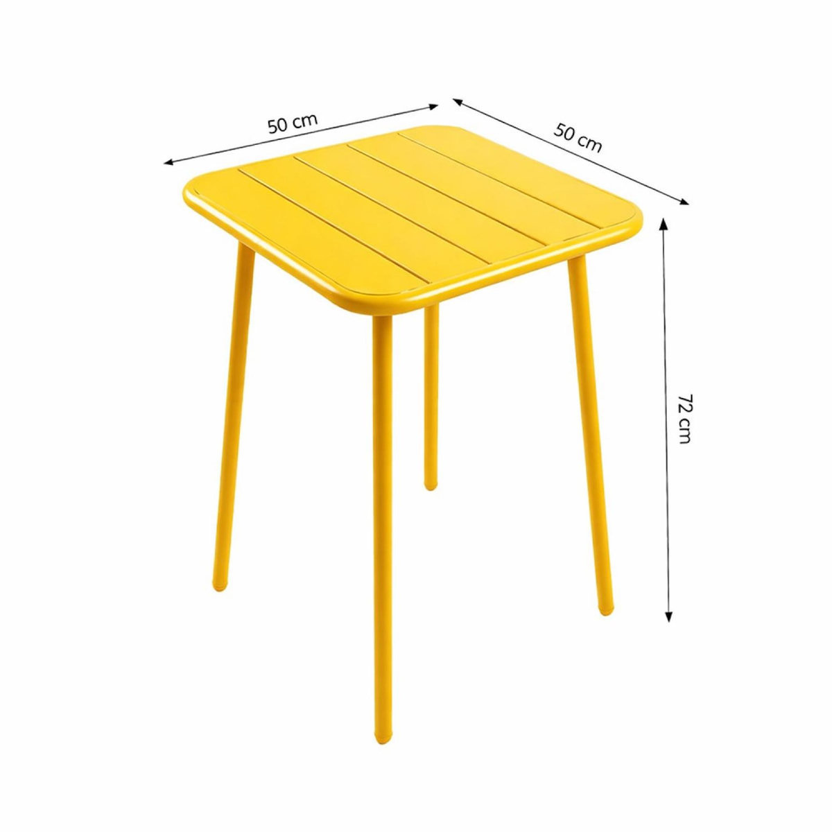 CONCEPT USINE Ensemble table de jardin carrée 50cm et 2 chaises jaune BERGAME