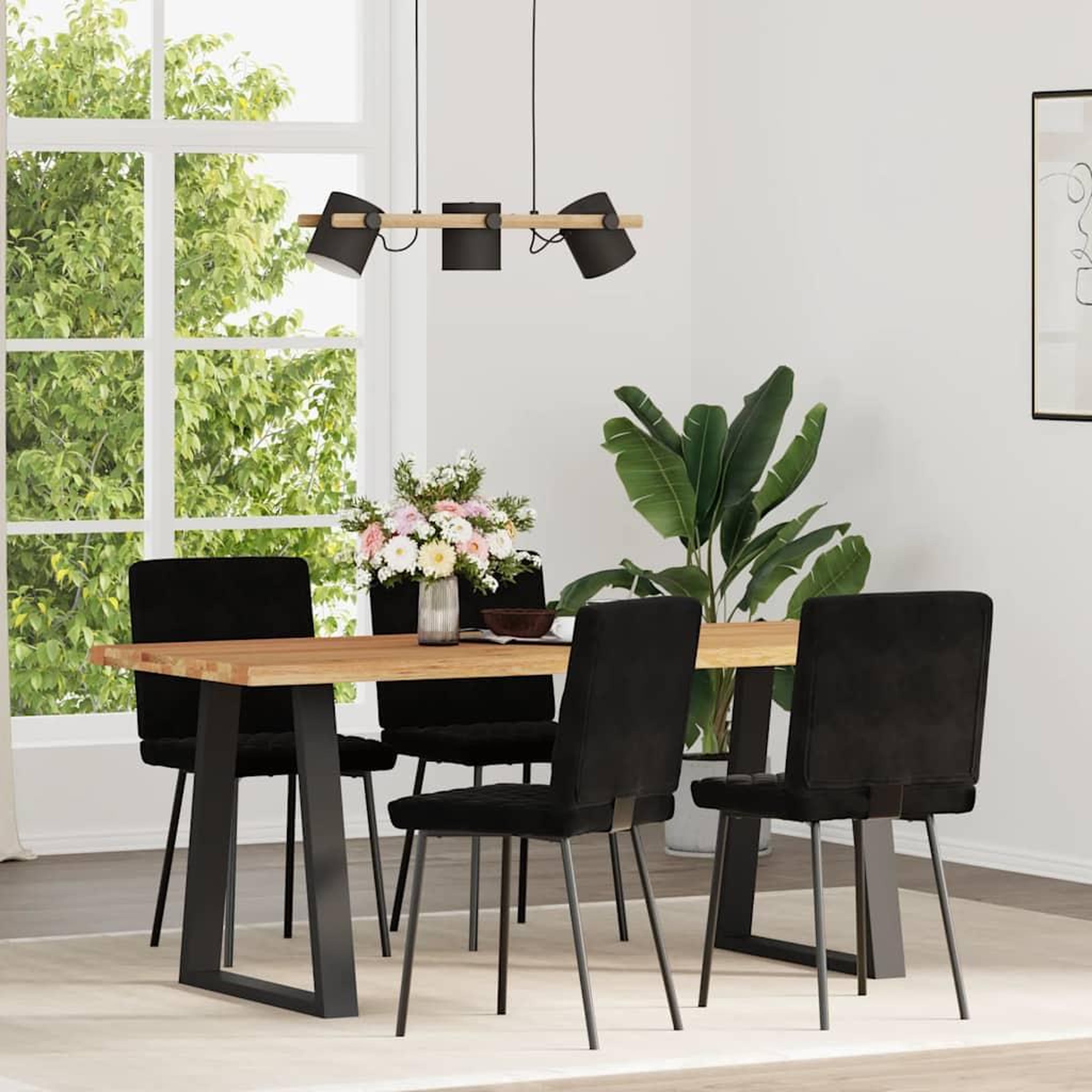 Voir la diapositive 2 : VIDAXL Chaises a manger lot de 4 Noir Velours