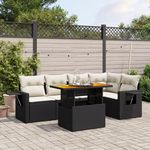 VIDAXL Salon de jardin 6 pcs avec coussins noir resine tressee