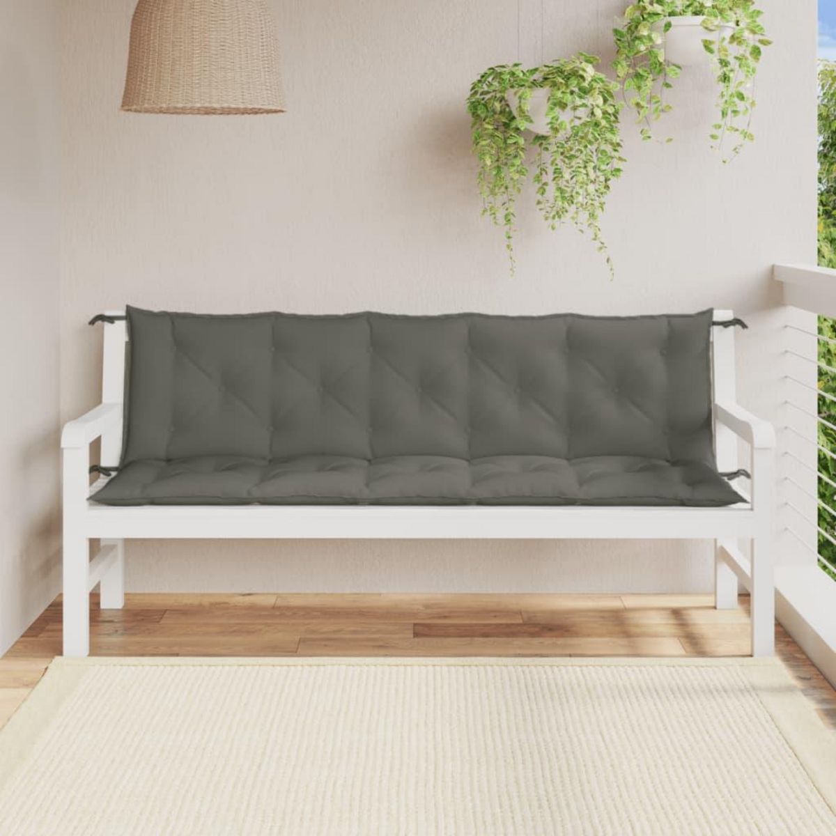 VIDAXL Coussins de banc de jardin lot de 2 gris fonce melange tissu
