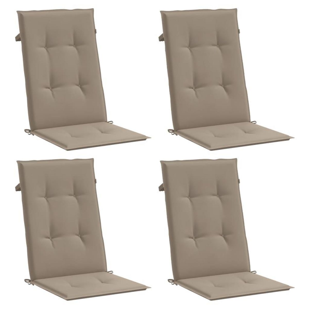 VIDAXL Coussins de chaise de jardin dossier haut lot de 4 taupe tissu