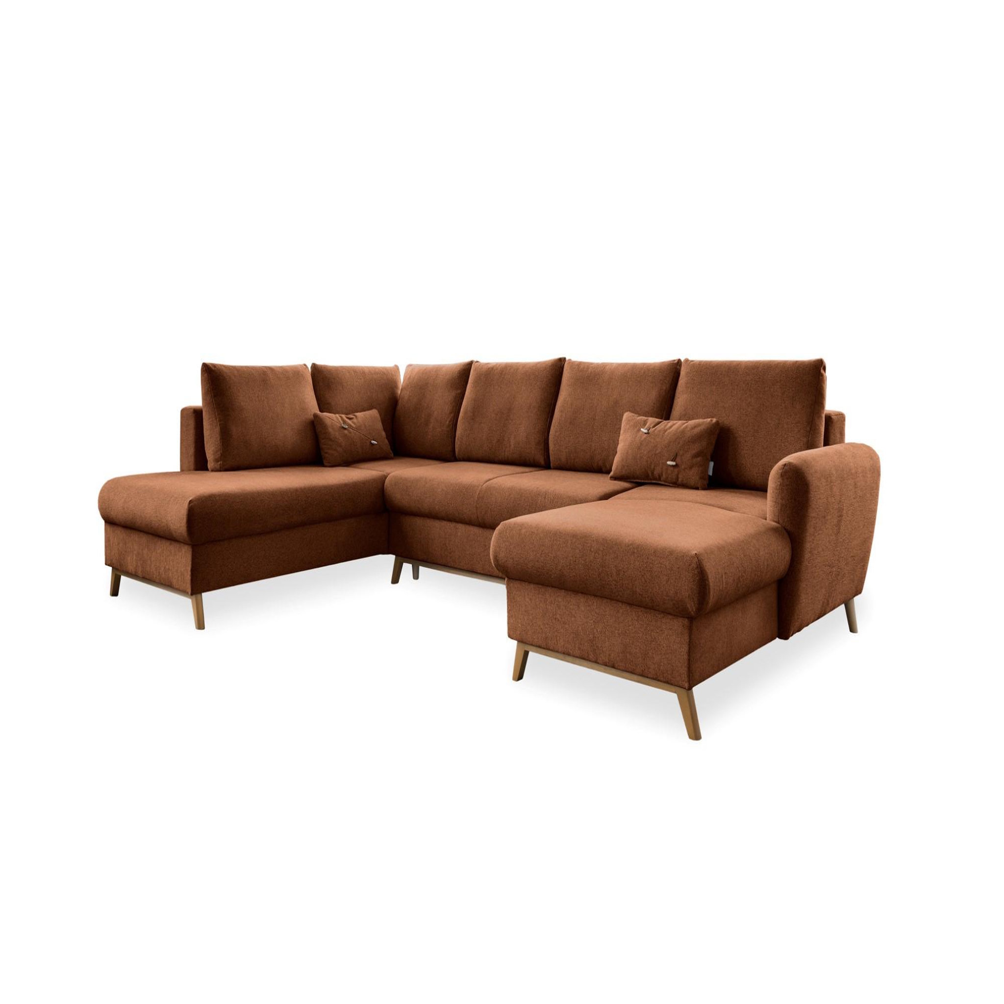 Voir la diapositive 5 : BEST MOBILIER Lagom - canapé d'angle panoramique - convertible - avec coffre - en tissu - 7 places - gauche