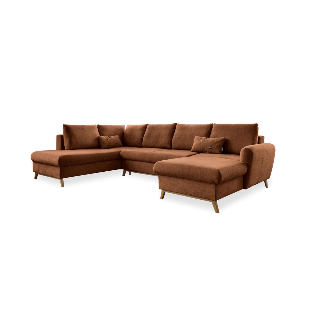 BEST MOBILIER Lagom - canapé d'angle panoramique - convertible - avec coffre - en tissu - 7 places - gauche