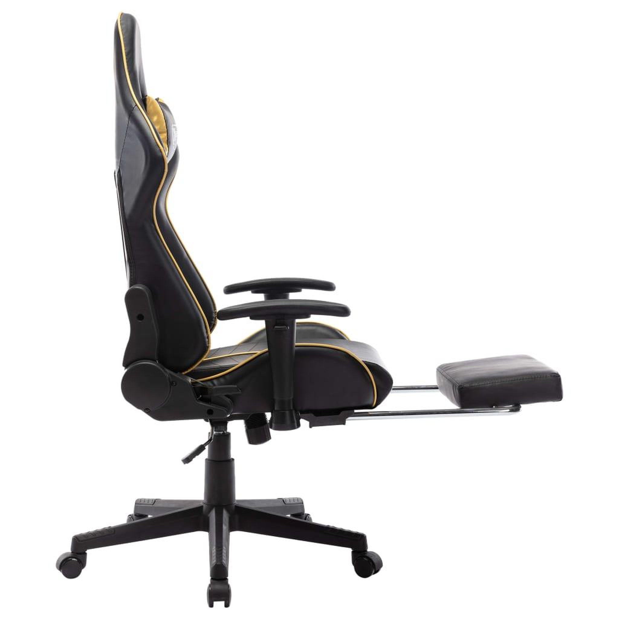Voir la diapositive 5 : VIDAXL Chaise de jeu avec repose-pied Noir et dore Cuir artificiel