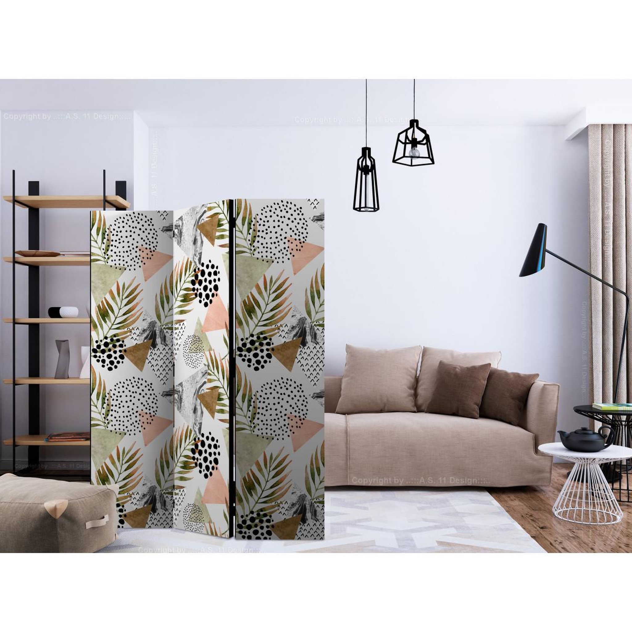 Voir la diapositive 2 : Paris Prix Paravent 3 volets  tropical geometry  135x172cm