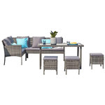 CONCEPT USINE Salon de jardin 8 places en résine noir gris CORDOBA