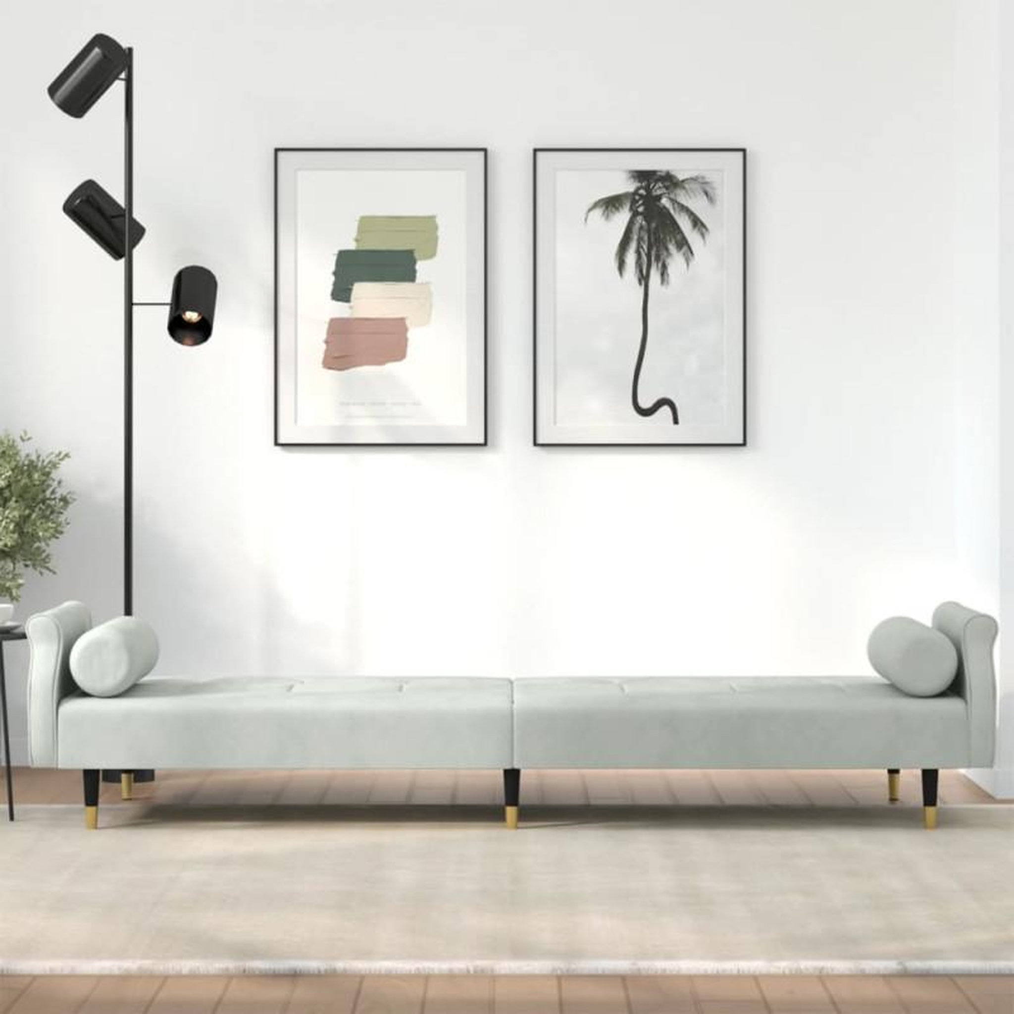 Voir la diapositive 3 : VIDAXL Canapé lit avec coussins gris clair velours