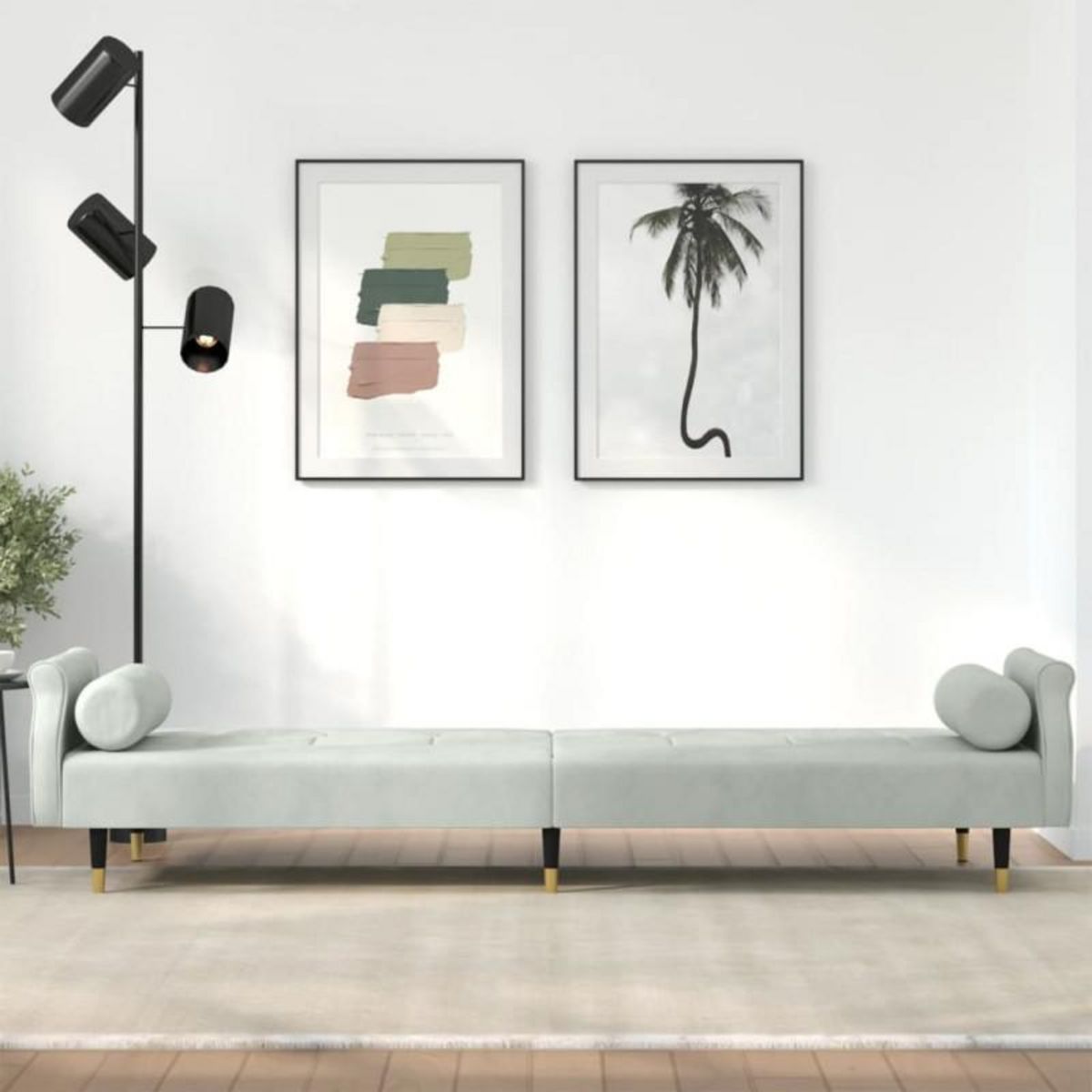 VIDAXL Canapé lit avec coussins gris clair velours