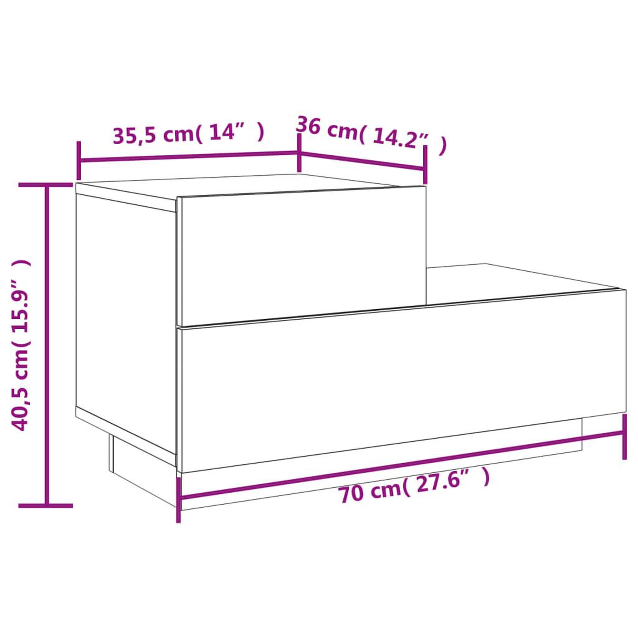 Voir la diapositive 6 : VIDAXL Table de chevet avec lumieres LED chene sonoma 70x36x40,5 cm