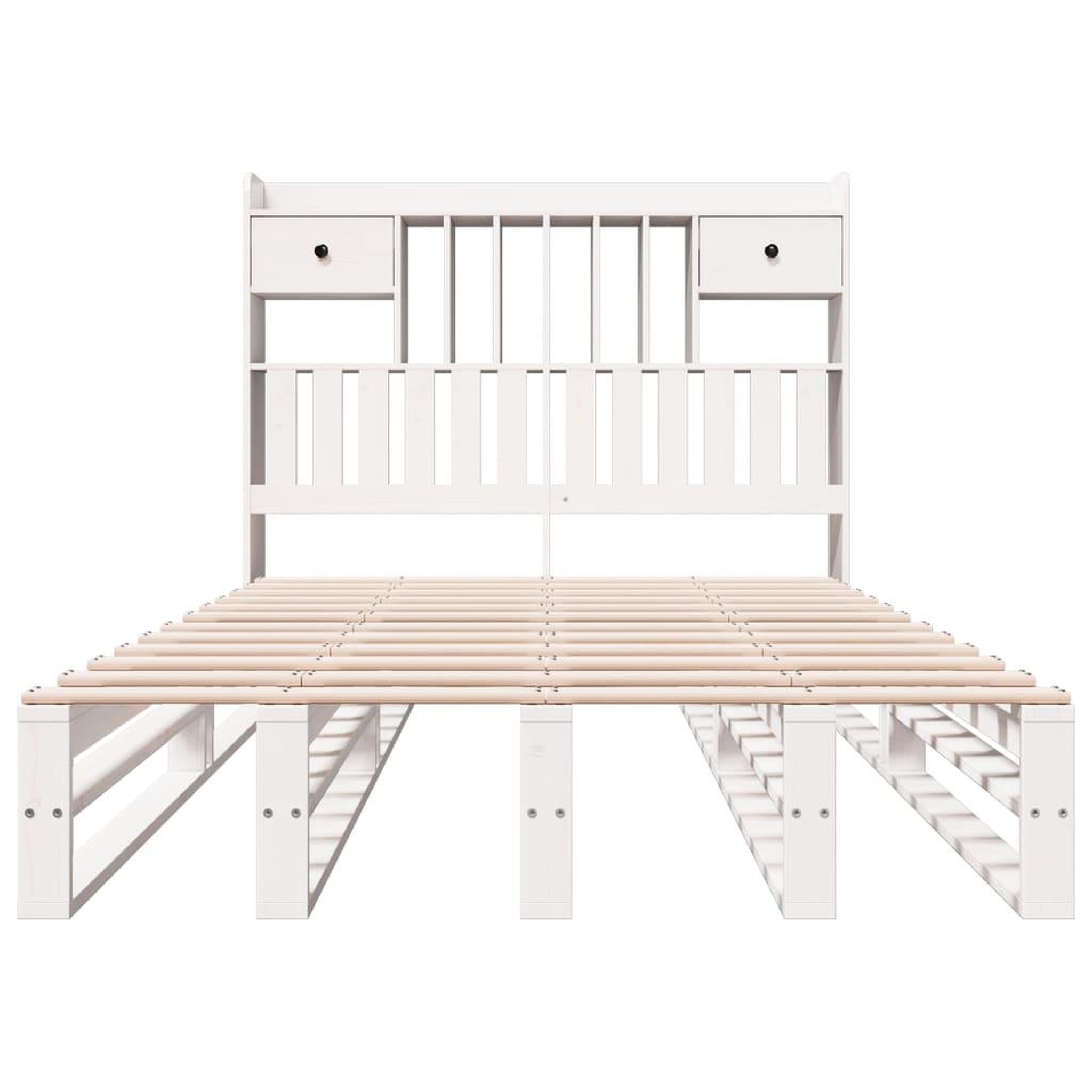 Voir la diapositive 4 : VIDAXL Lit bibliotheque sans matelas blanc 135x190 cm bois pin massif