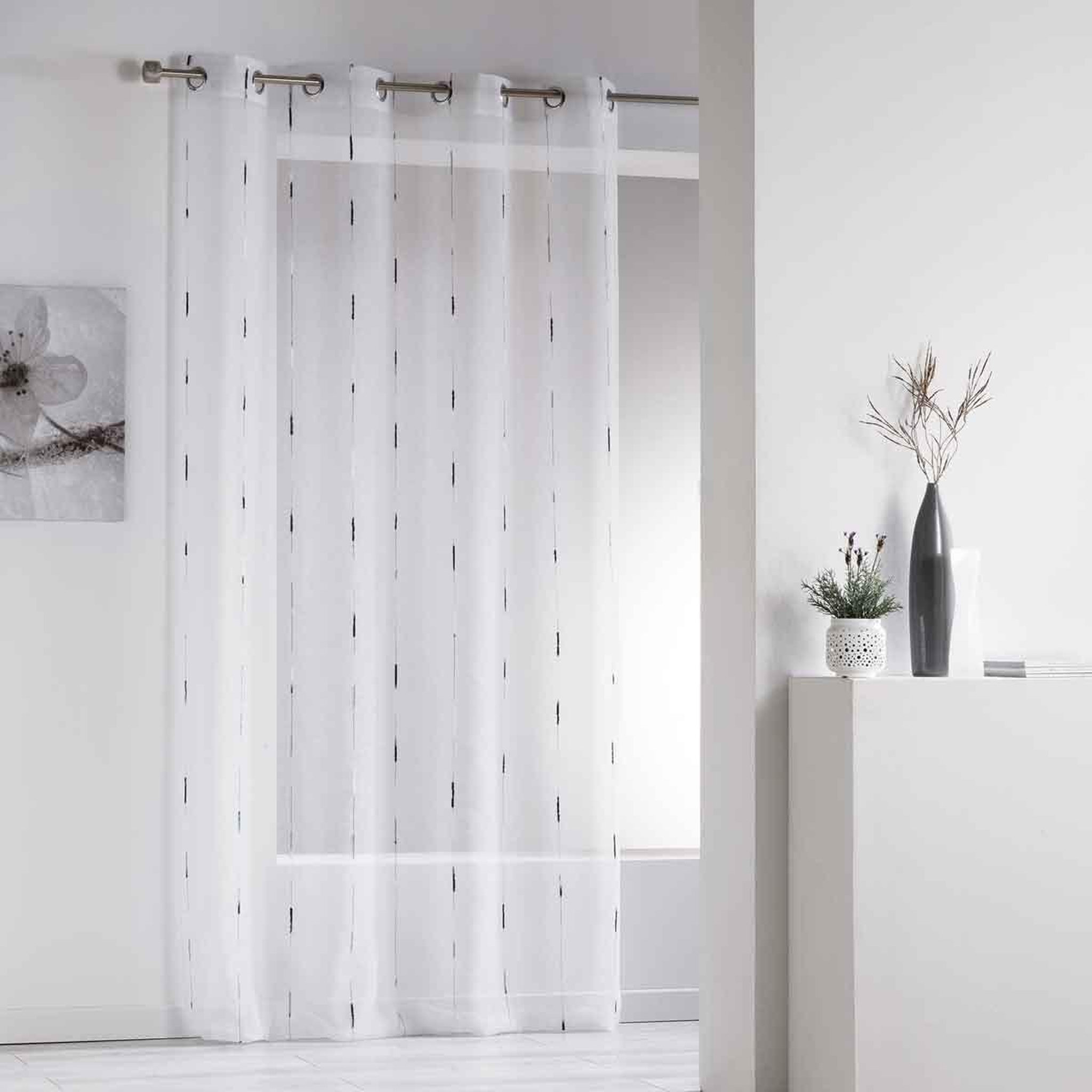 Douceur d'Intérieur Rideau voilage à œillets  chenilla  140x280cm gris