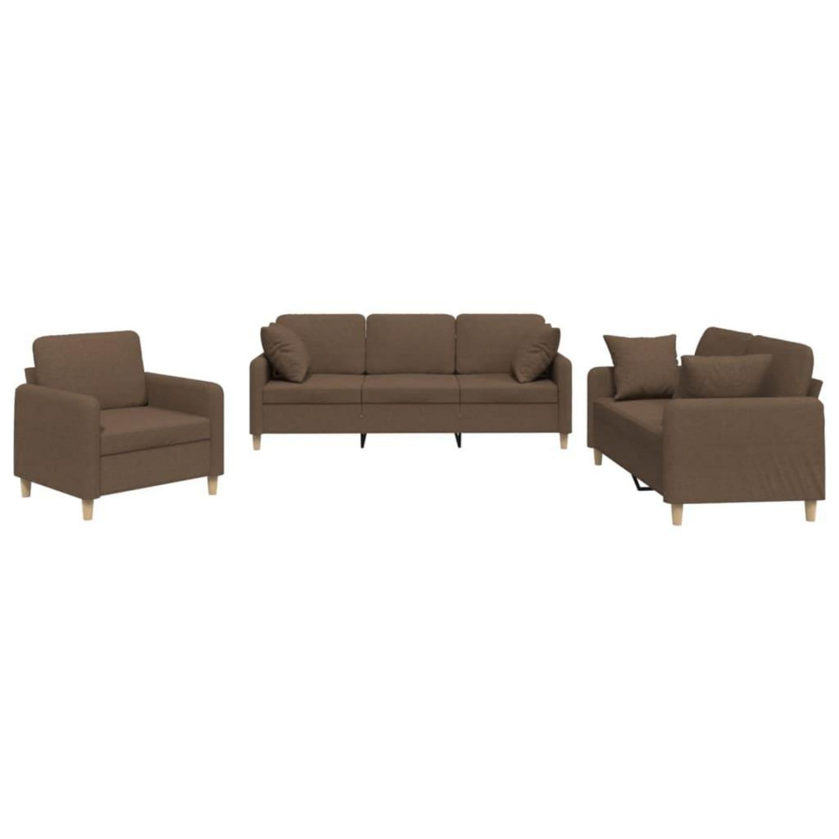 VIDAXL Ensemble de canapes 3 pcs avec coussins marron tissu