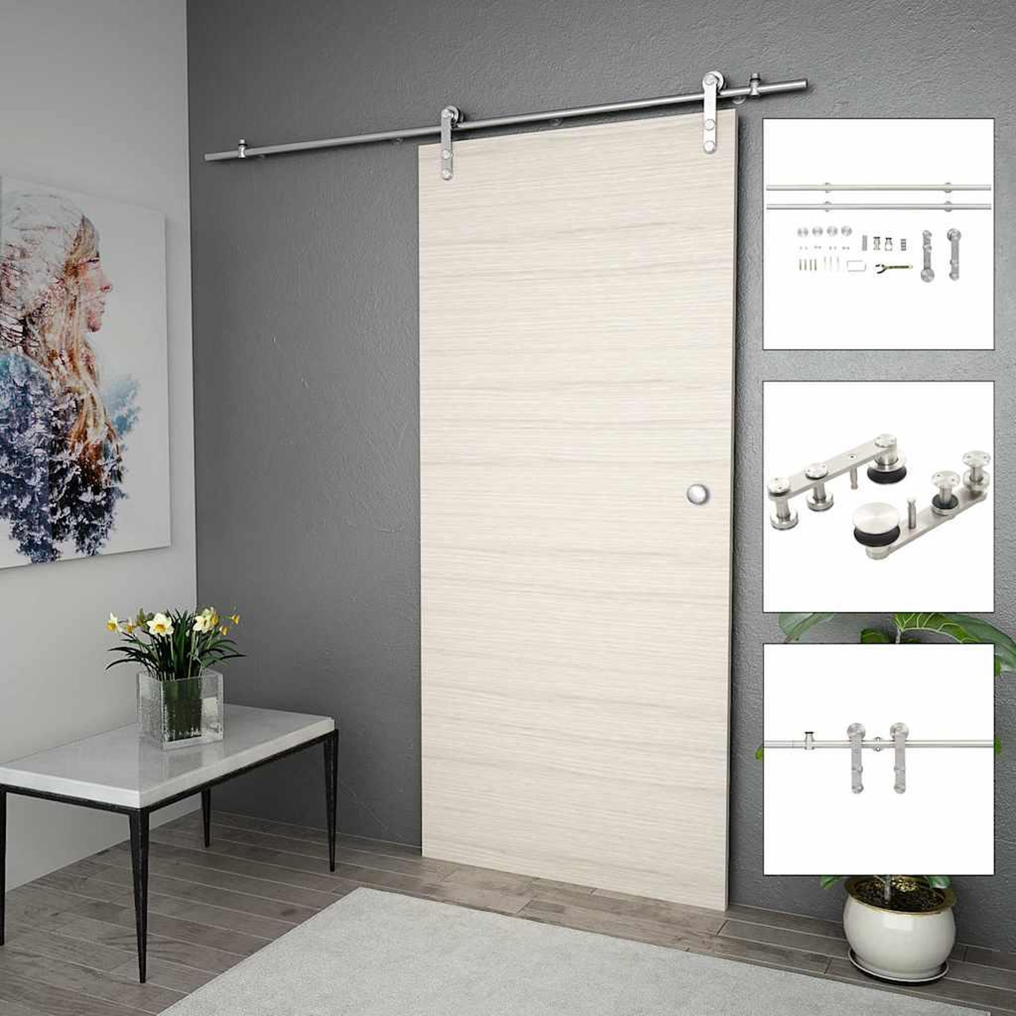 Voir la diapositive 1 : VIDAXL Kit fixation porte coulissante 183 cm Acier inoxydable Argente