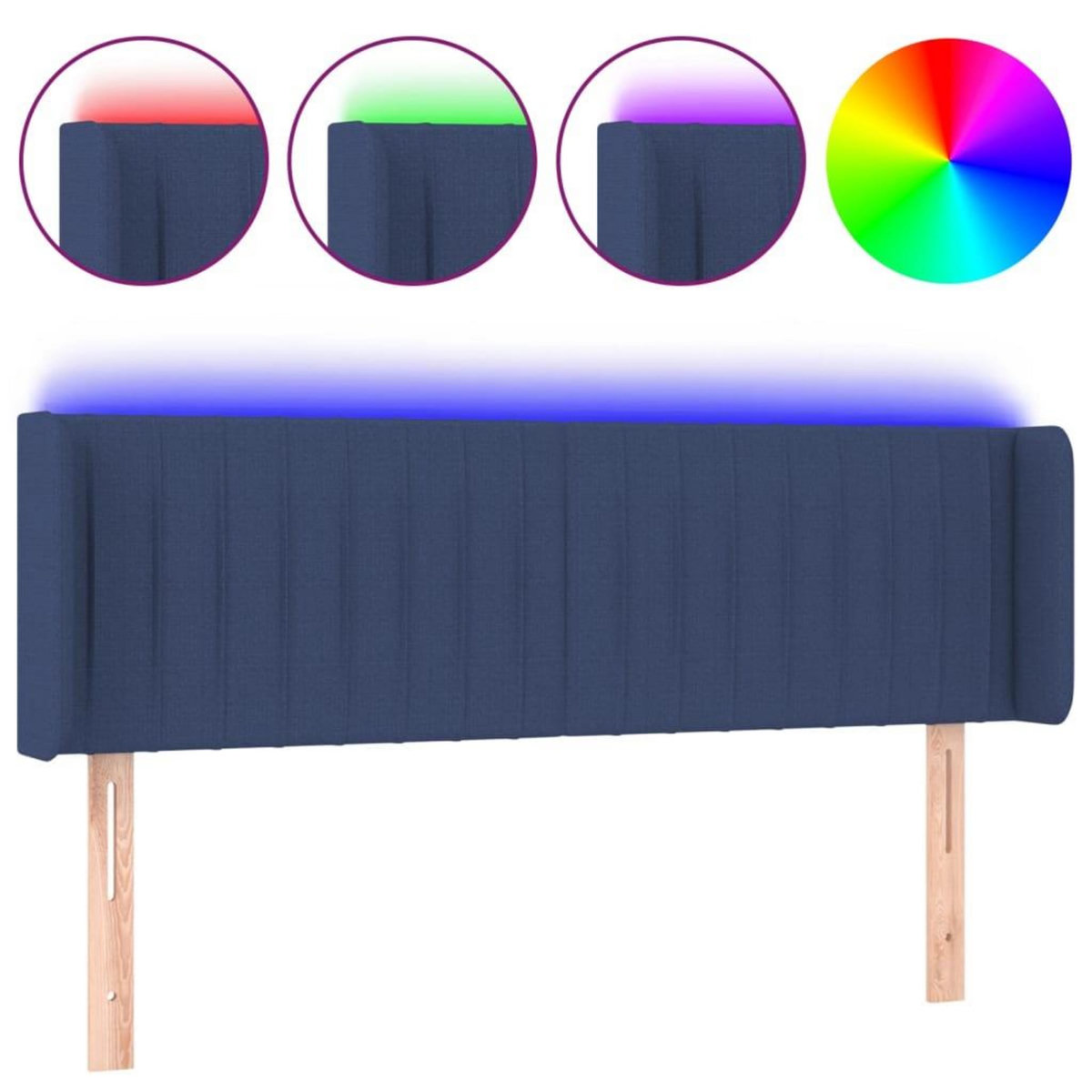 VIDAXL Tete de lit a LED Bleu 147x16x78/88 cm Tissu