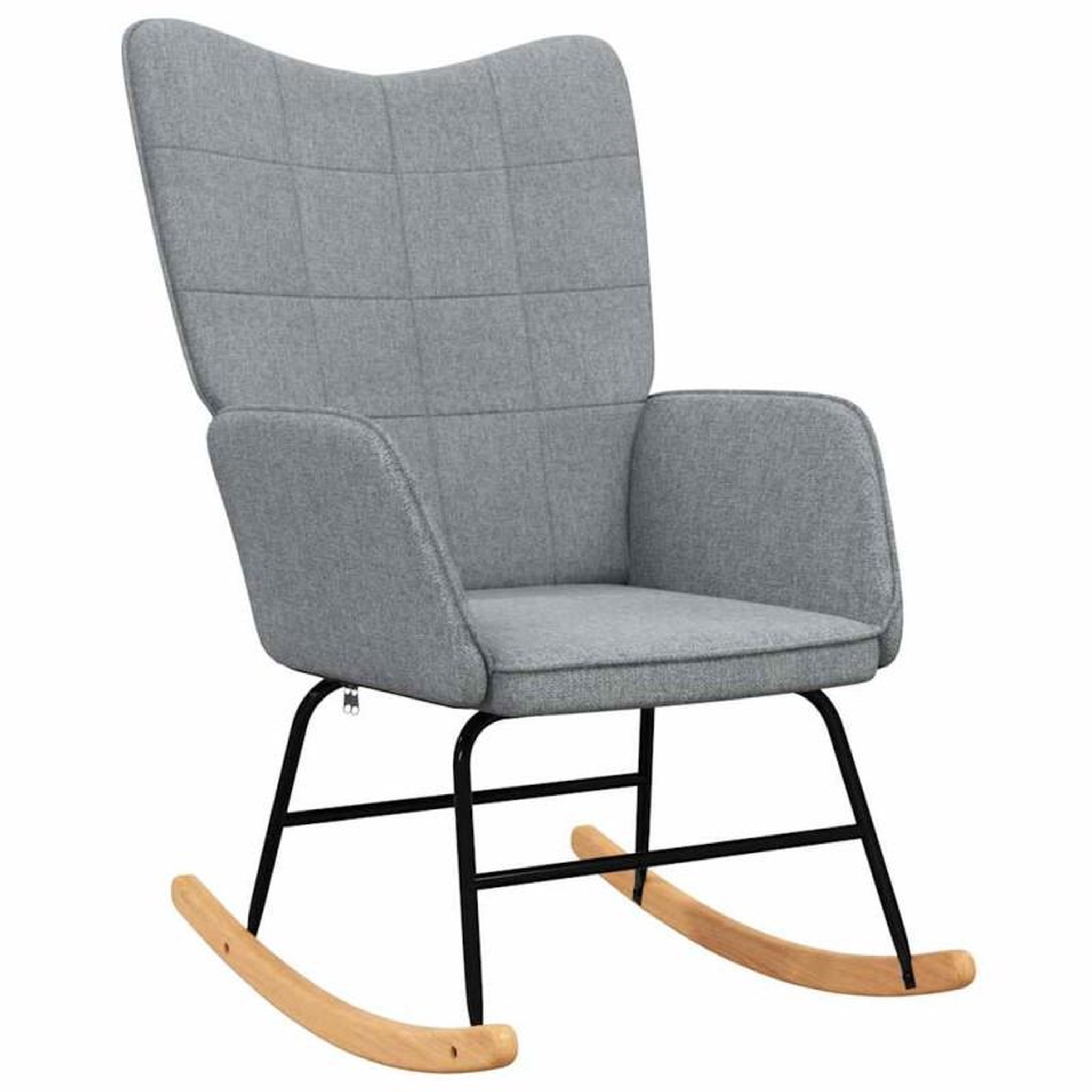 Voir la diapositive 4 : VIDAXL Chaise à bascule avec tabouret Gris clair Tissu