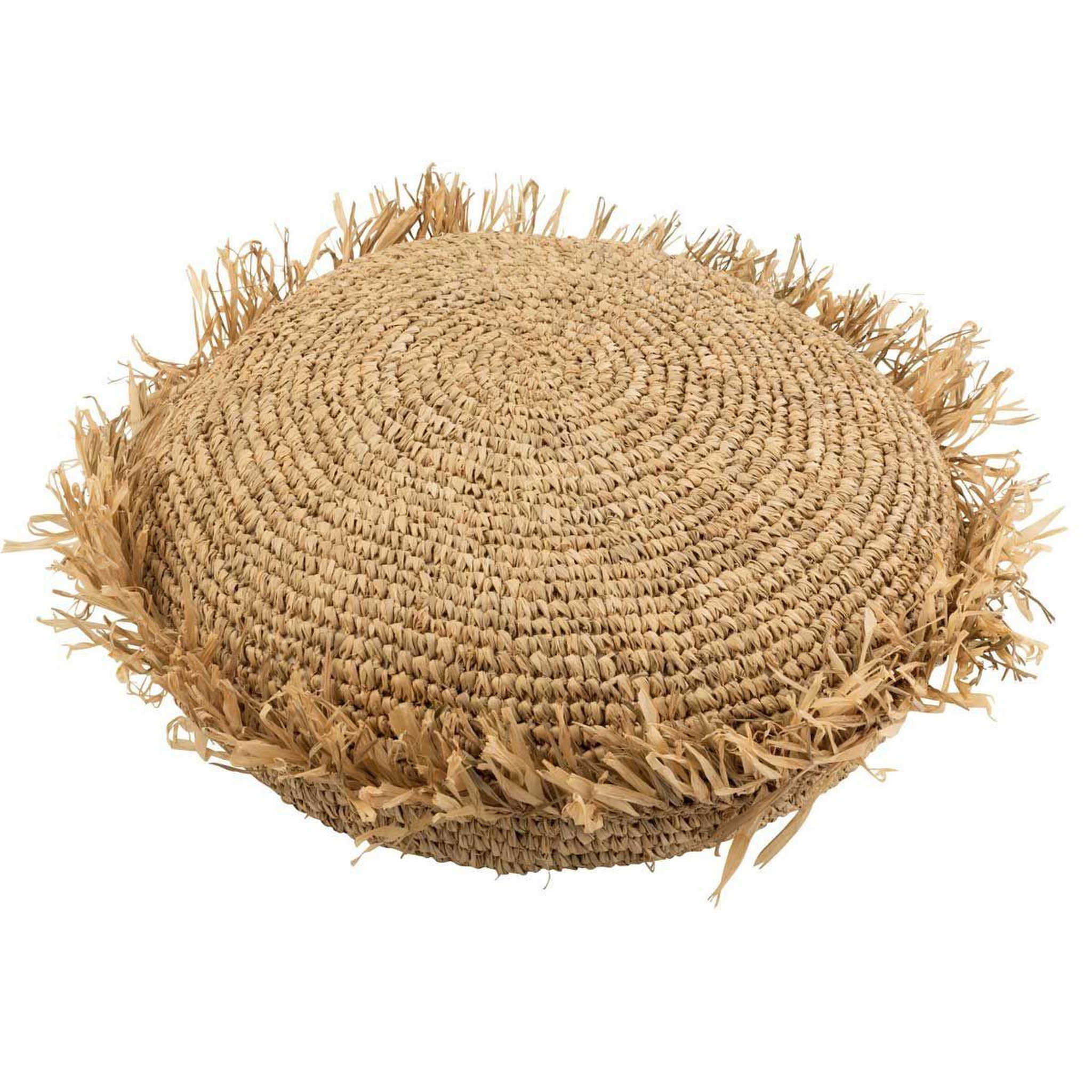 J-LINE Coussin déco rond  raphia  62cm naturel