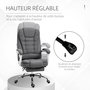 Voir la diapositive 4 : VINSETTO Fauteuil de bureau manager grand confort repose-pied dossier inclinable accoudoirs rembourrés tissu aspect lin gris